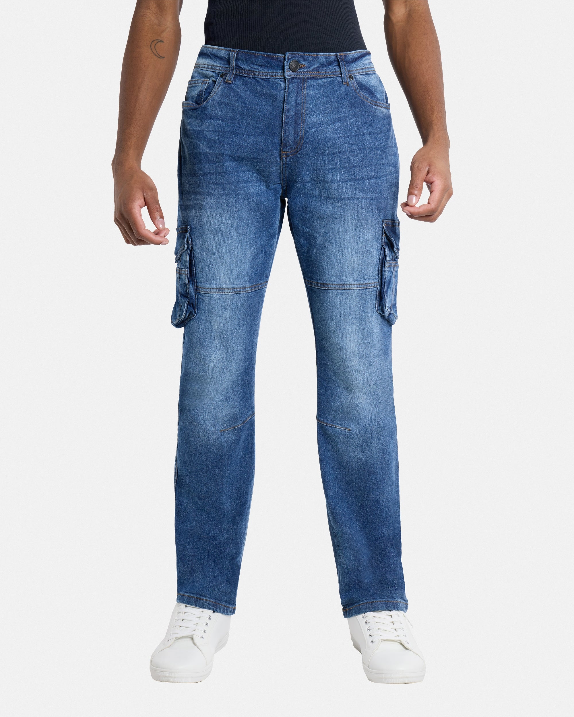 X RAY Mens Denim Jeans, Slim Fit Cargo Pocket Denim Jeans for Men