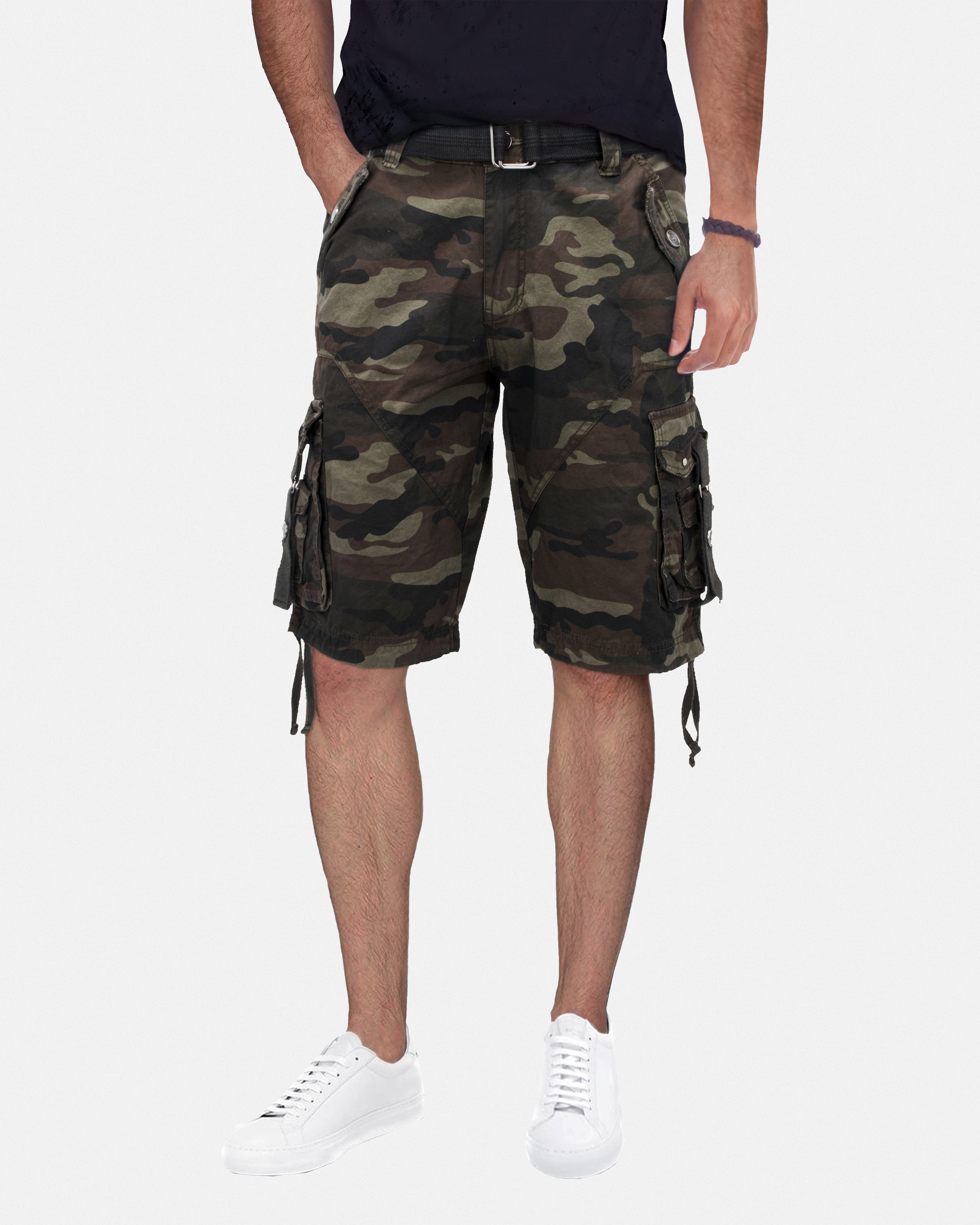 X RAY Mens Tactical Bermuda Cargo Shorts Camo and Solid Colors 12.5" Inseam Knee Length Classic Fit Multi Pocket Capri Pants