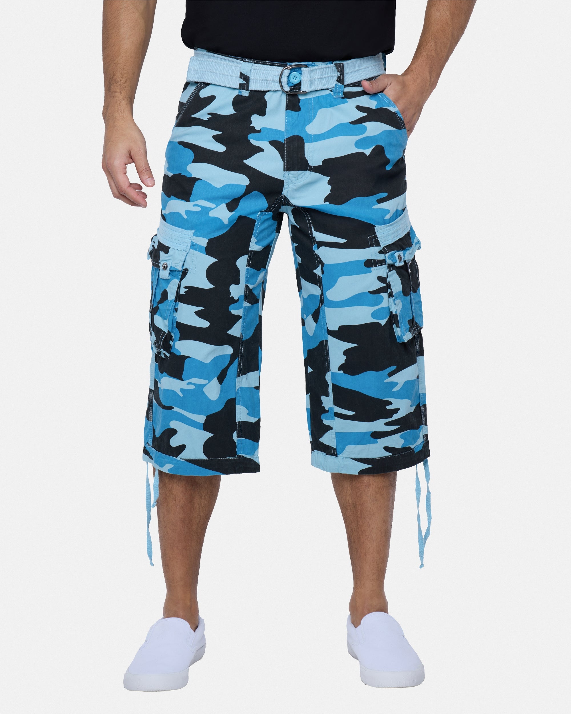 #XMS-1618 Belted 18" Long Cargo Shorts