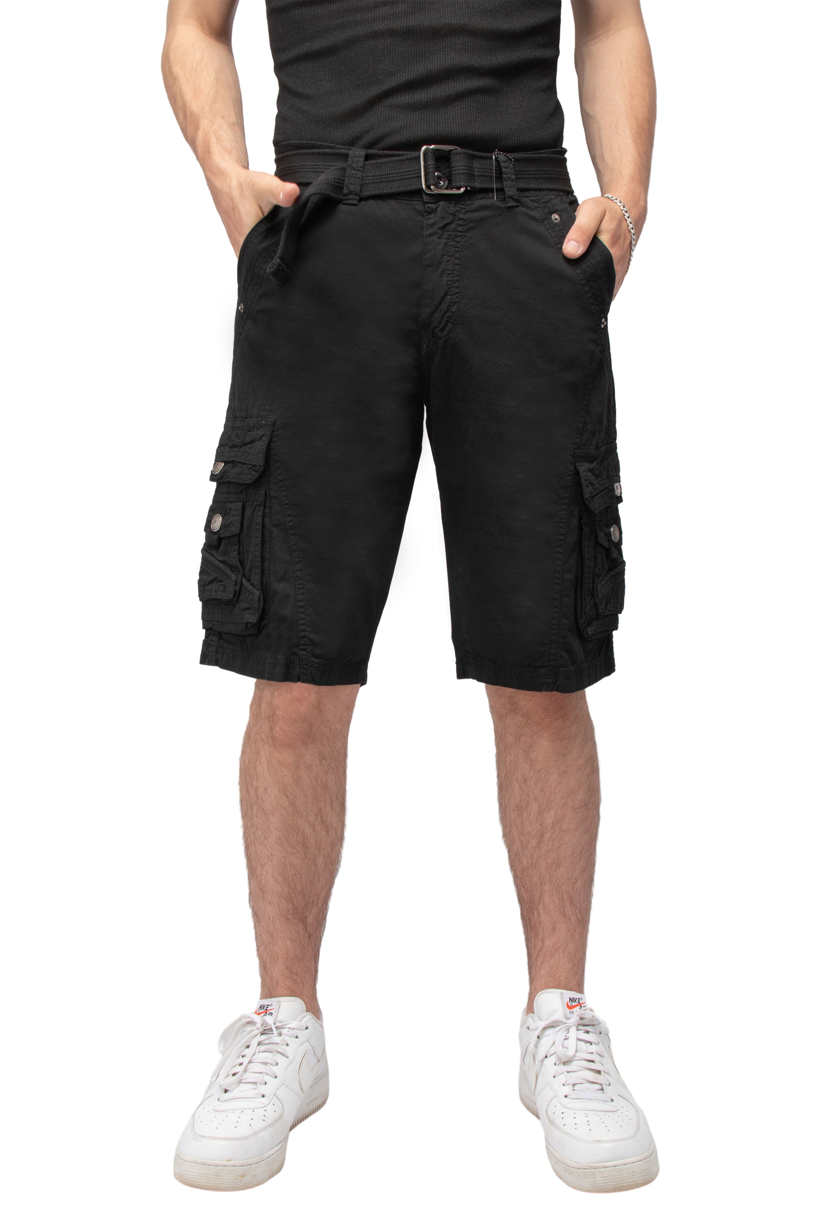 X RAY Men's Belted Cargo Shorts With Snap Detail