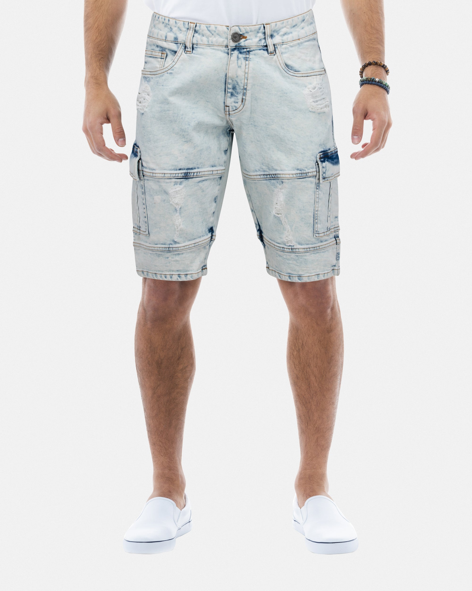 X Ray Men's Moto Cargo Pocket Denim Shorts