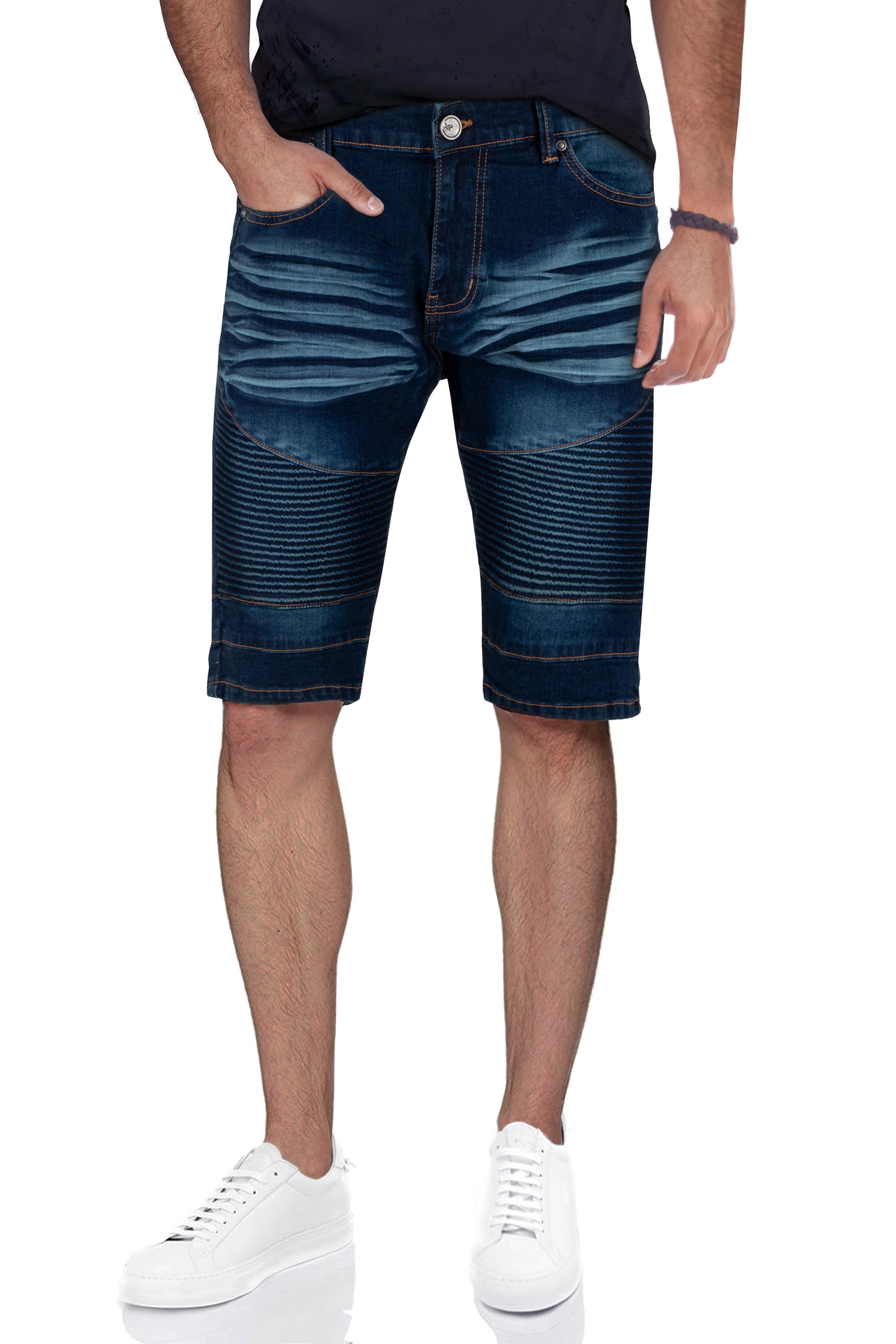 【Raucohouse】All X-ray bermuda denim XRay Jeans Moto Detail Casual Knee Length Hem 12.5