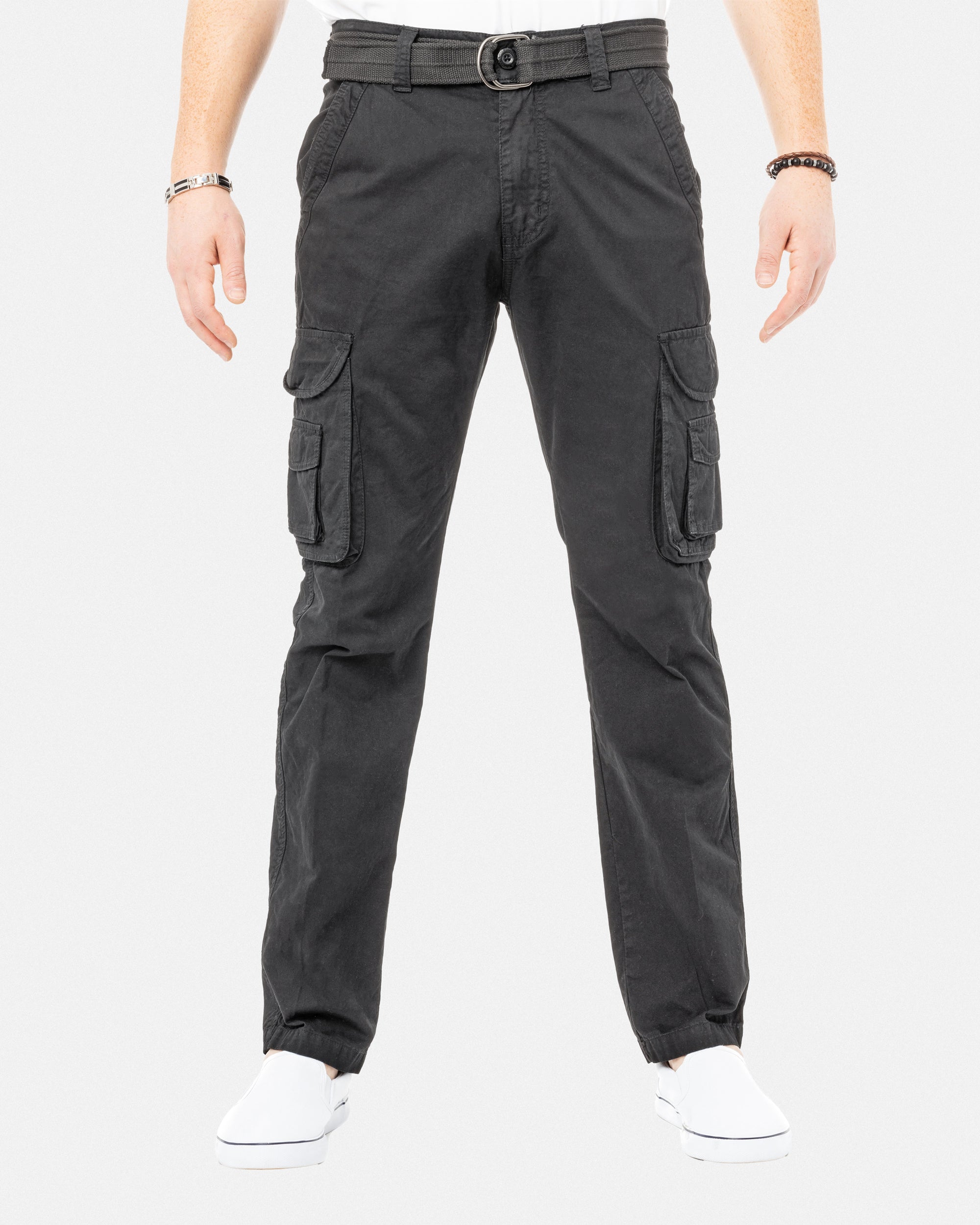 X RAY Men's Belted Classic Fit Cotton Cargo Pants