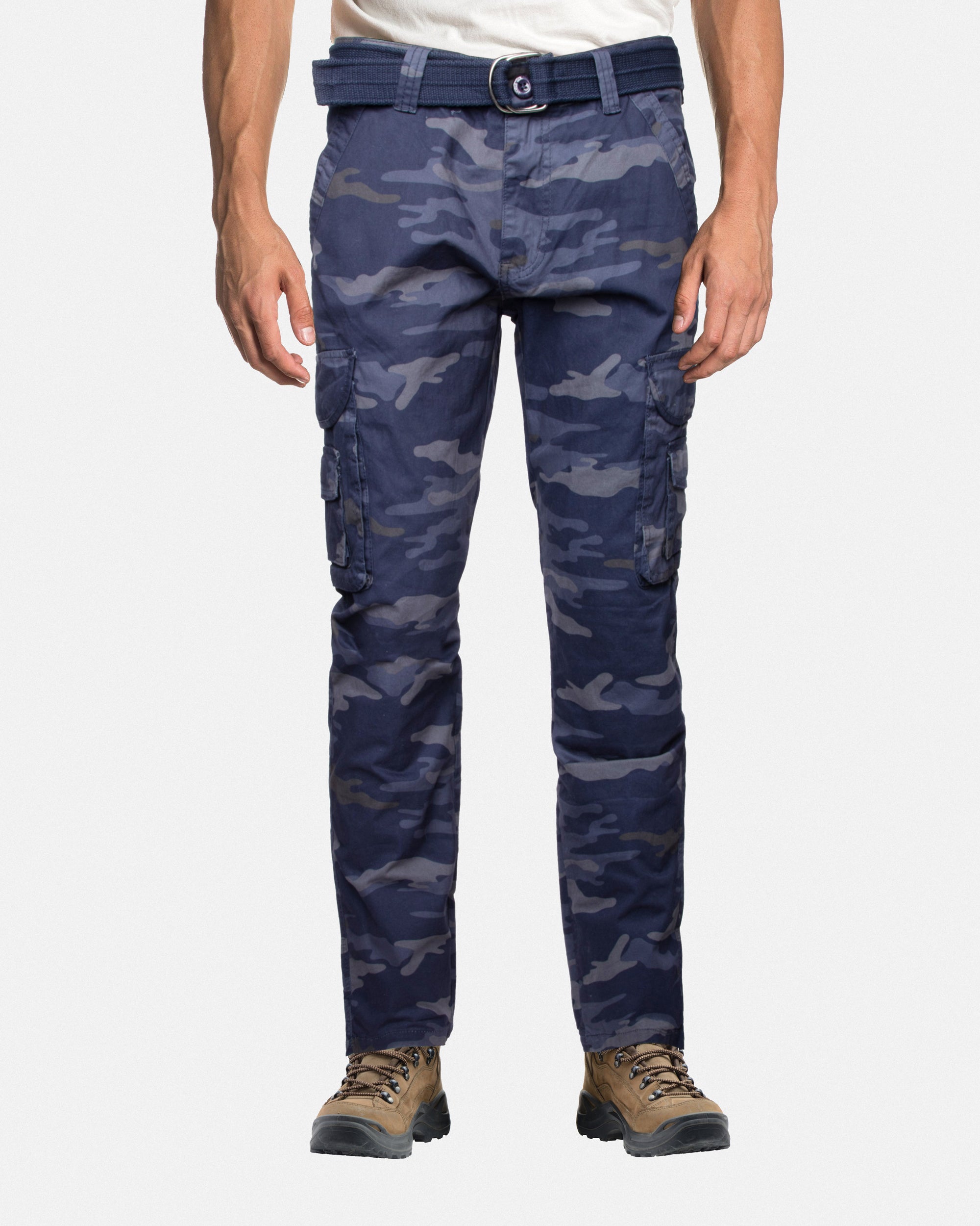 X RAY Men's Belted Classic Fit Cotton Cargo Pants