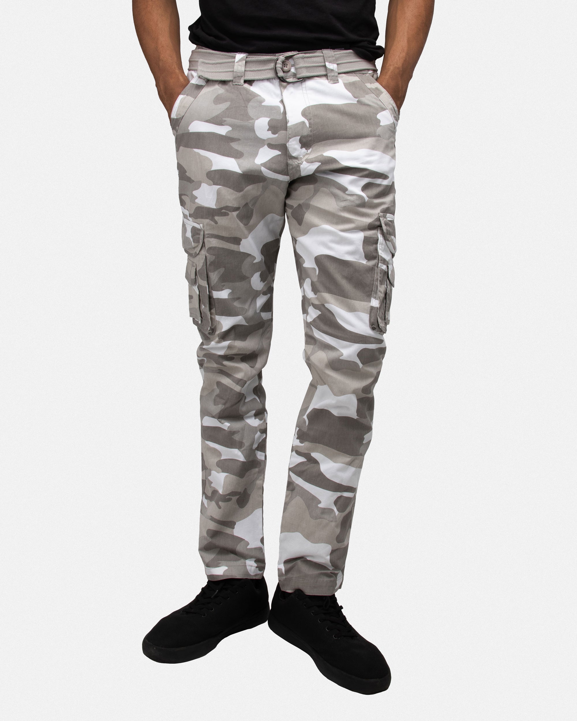 X RAY Men's Belted Classic Fit Cotton Cargo Pants