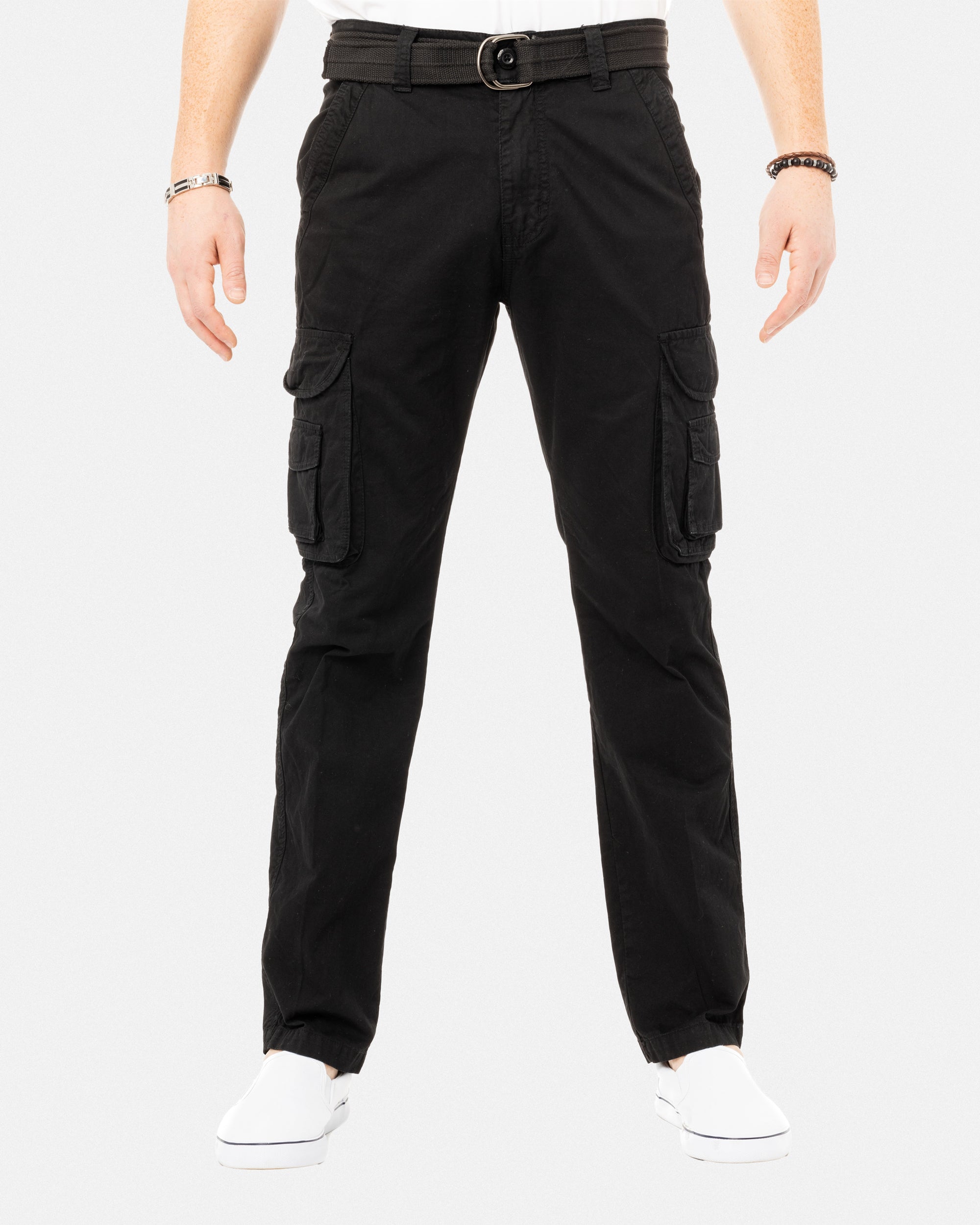 X RAY Men's Belted Classic Fit Cotton Cargo Pants
