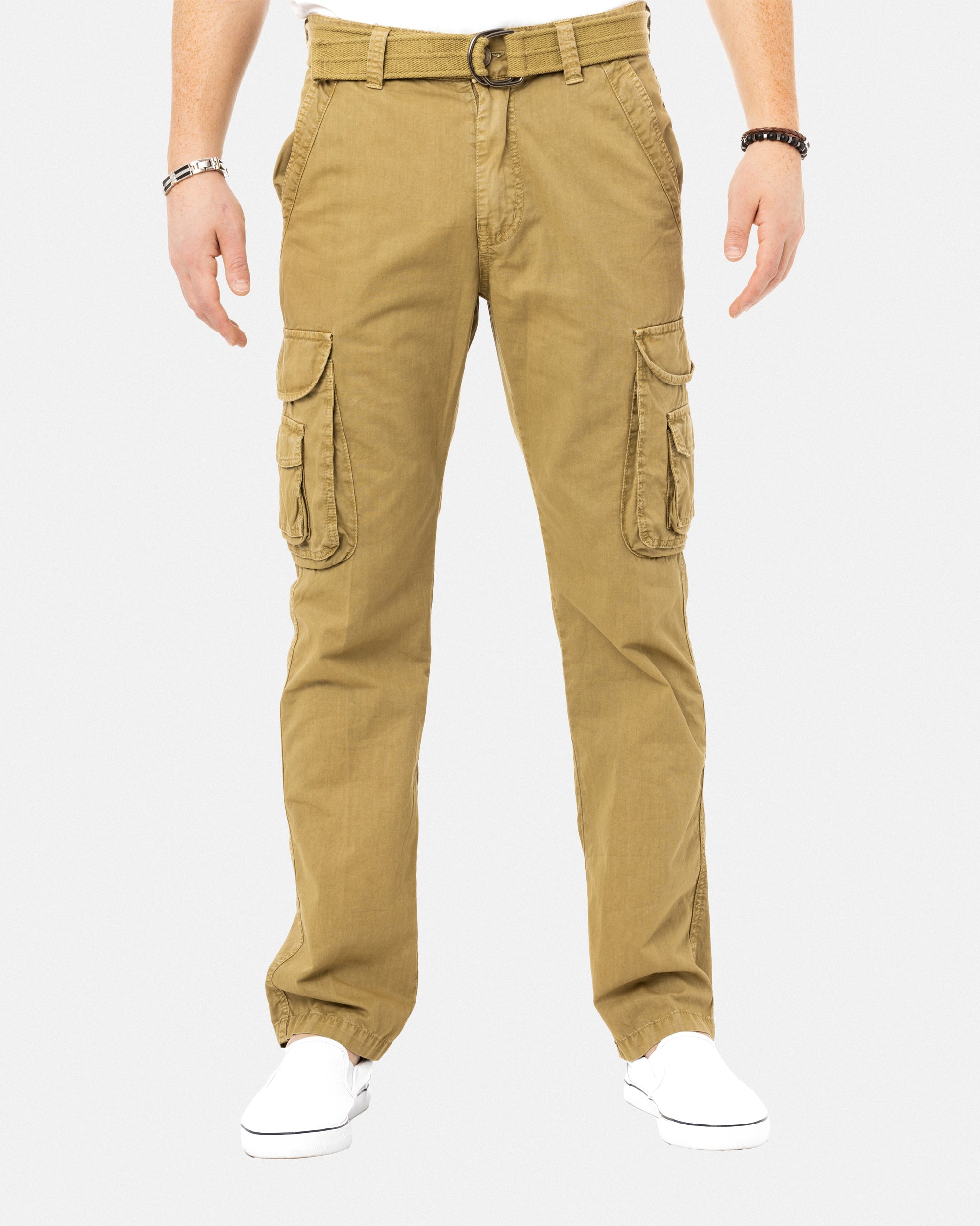 X RAY Men's Belted Classic Fit Cotton Cargo Pants