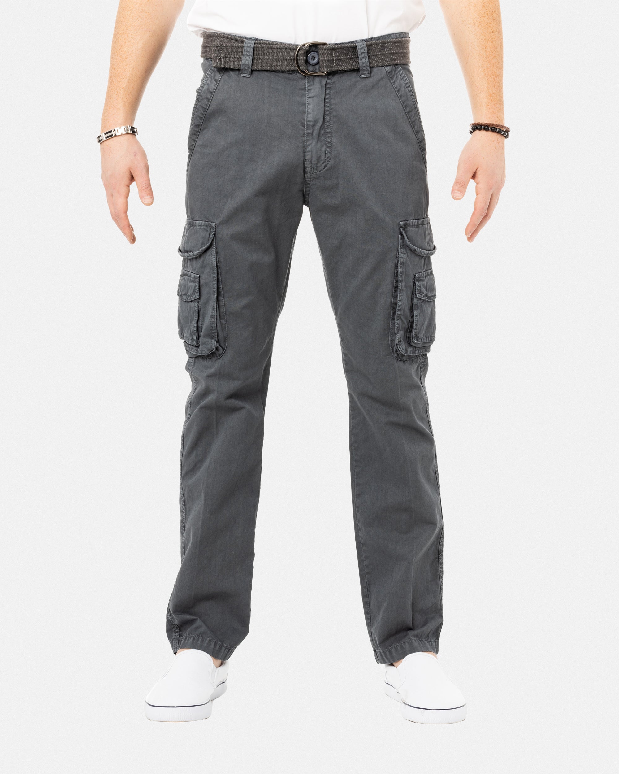 X RAY Men's Belted Classic Fit Cotton Cargo Pants
