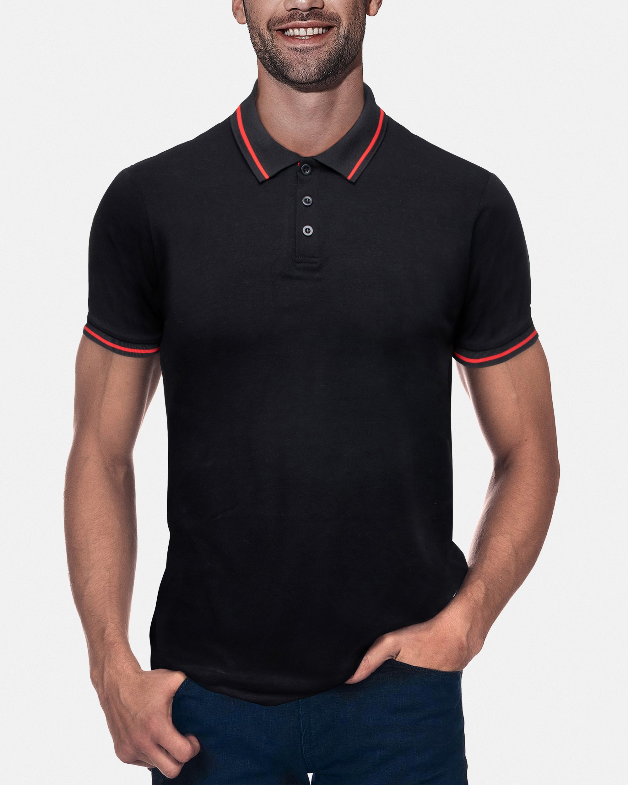 X RAY Men's Basic Short Sleeve Tipped Golf Polo Shirts