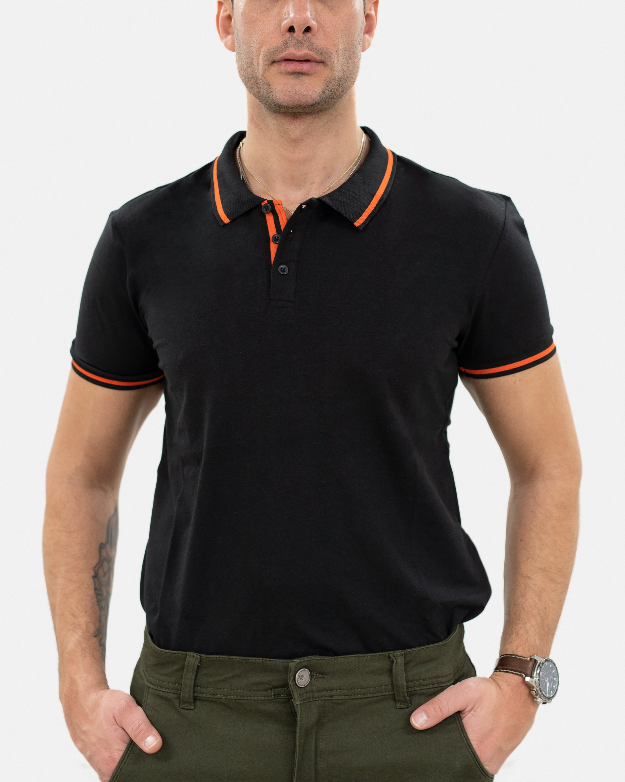 X RAY Men's Basic Short Sleeve Tipped Golf Polo Shirts