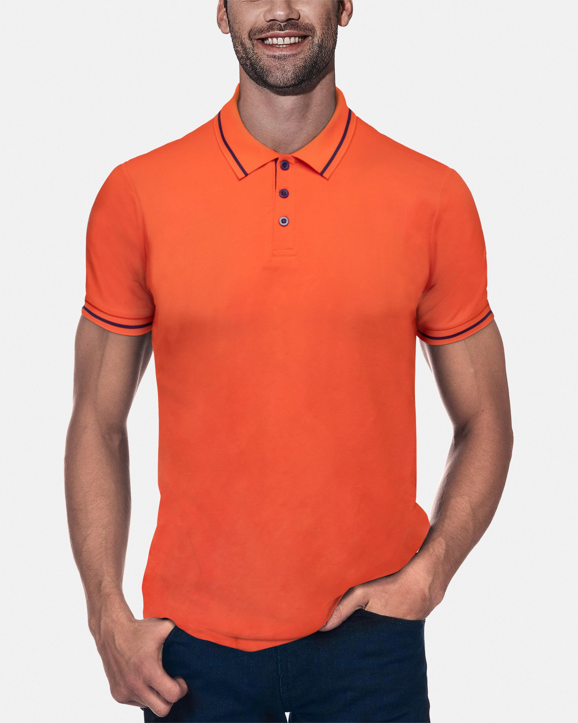 X RAY Men's Basic Short Sleeve Tipped Golf Polo Shirts