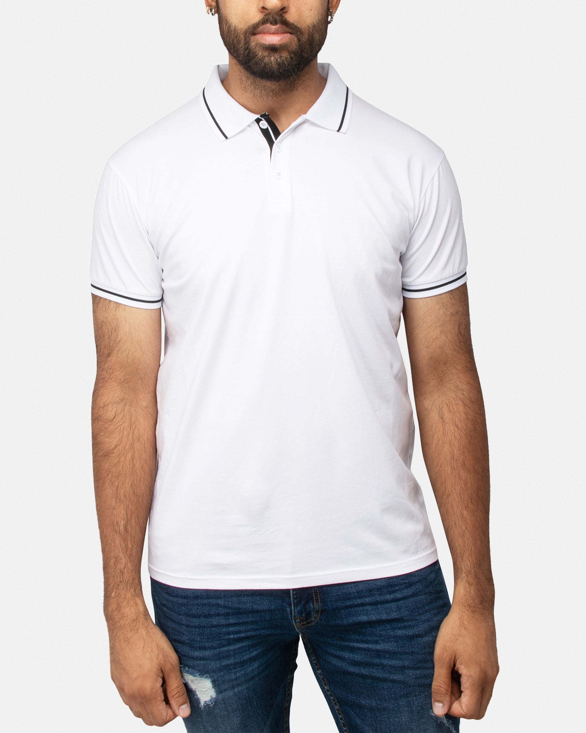 X RAY Men's Basic Short Sleeve Tipped Golf Polo Shirts