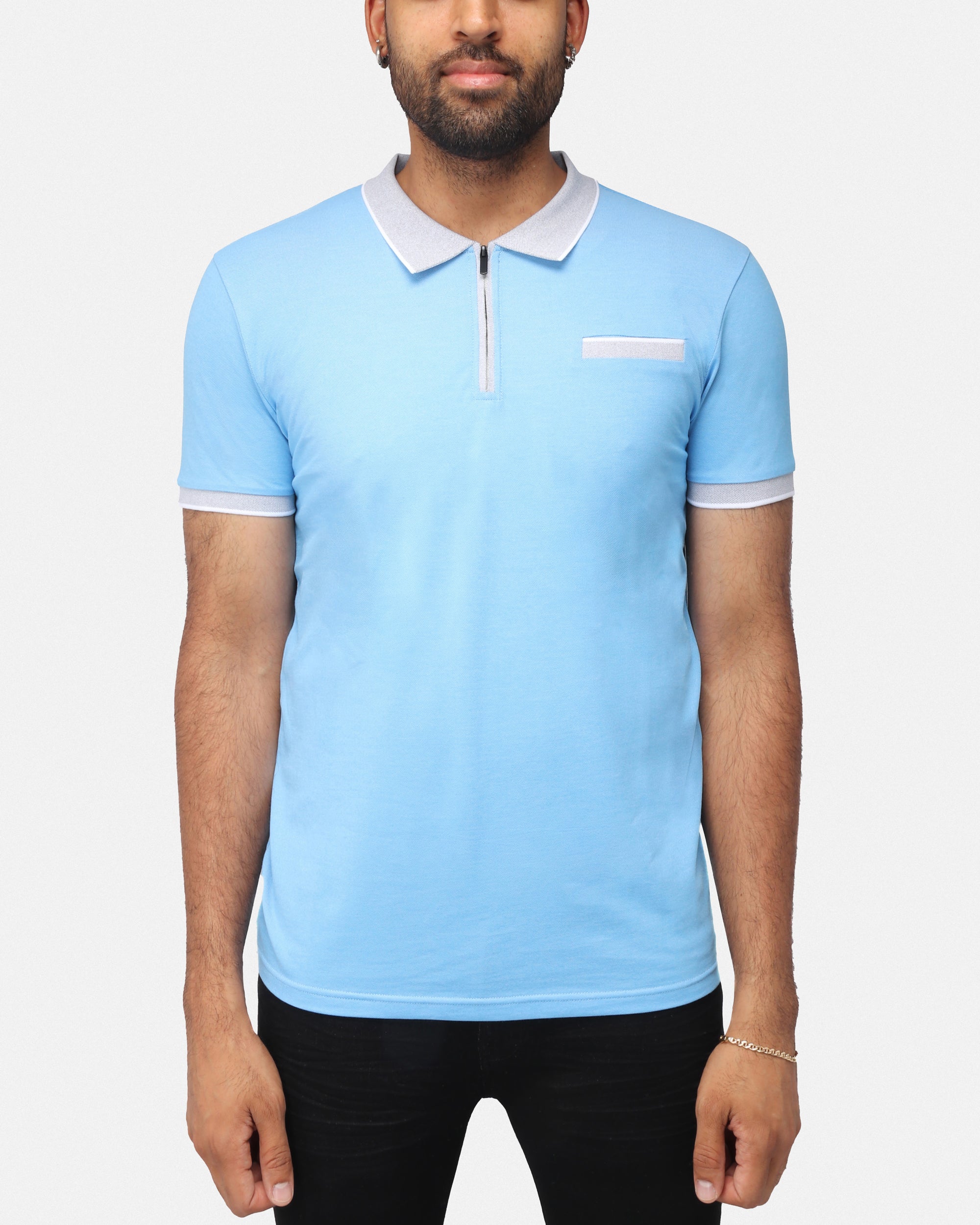 X RAY Men's Short Sleeve Zip-Neck Golf Polo Shirts