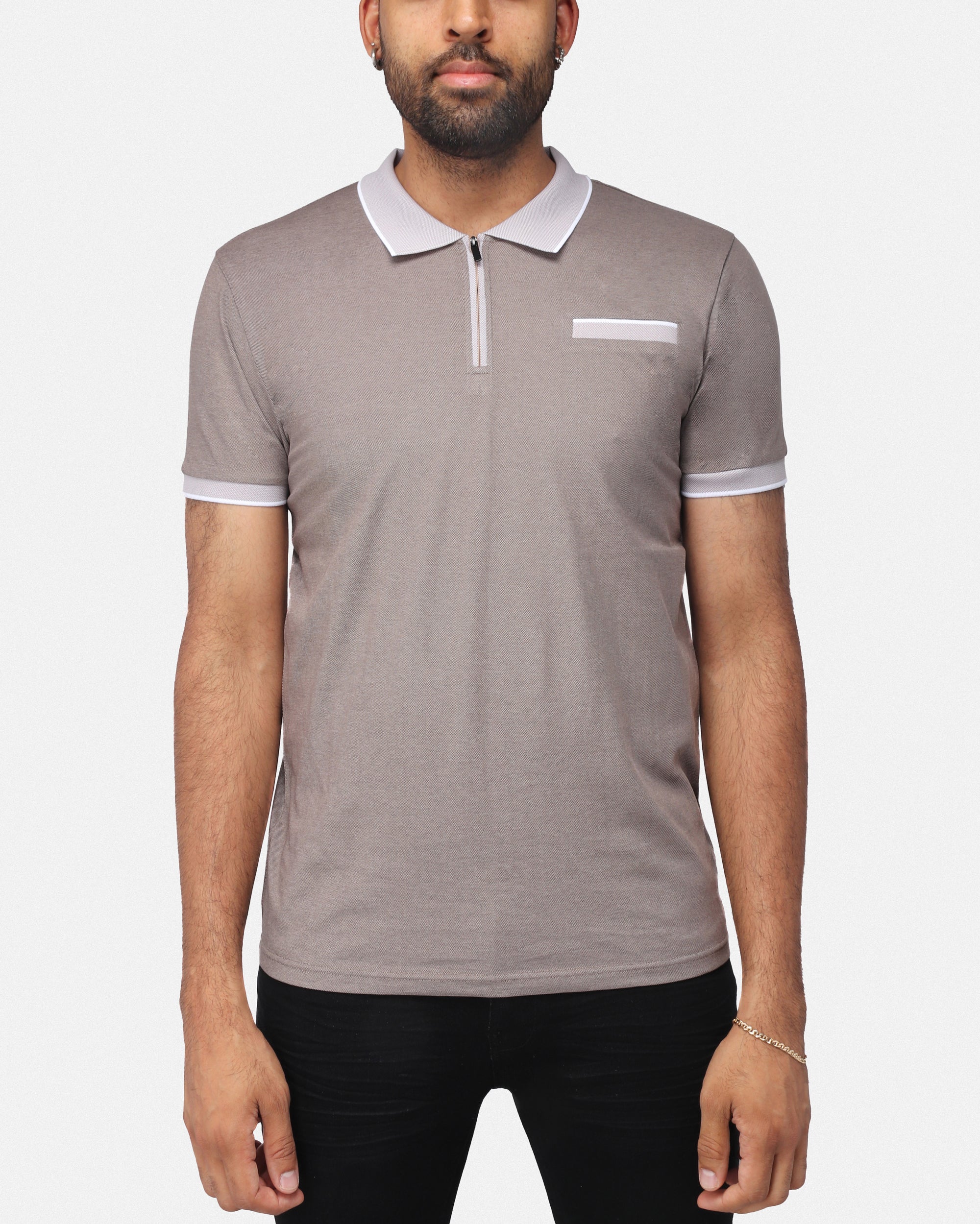 X RAY Men's Short Sleeve Zip-Neck Golf Polo Shirts