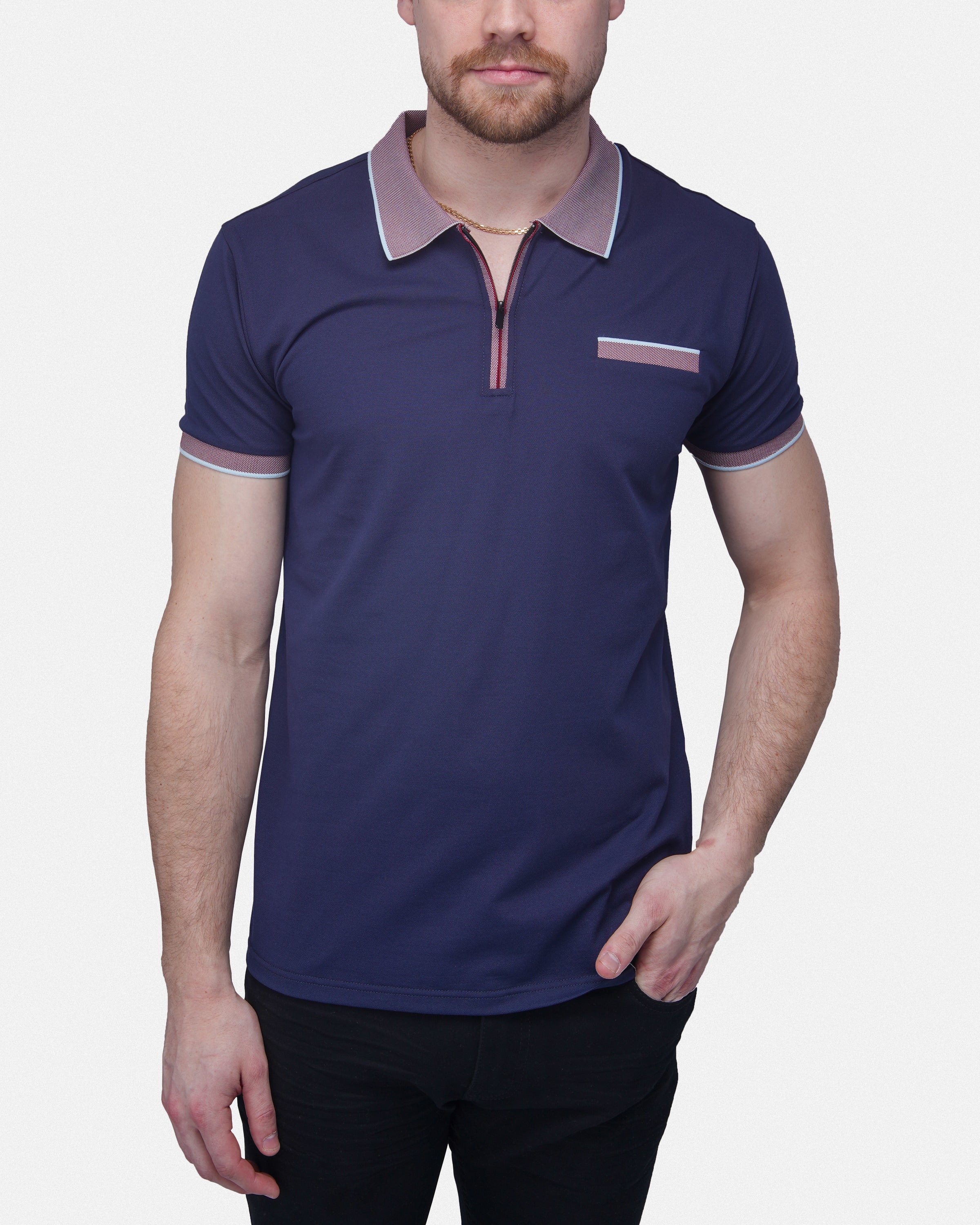 X RAY Men's Short Sleeve Zip-Neck Golf Polo Shirts