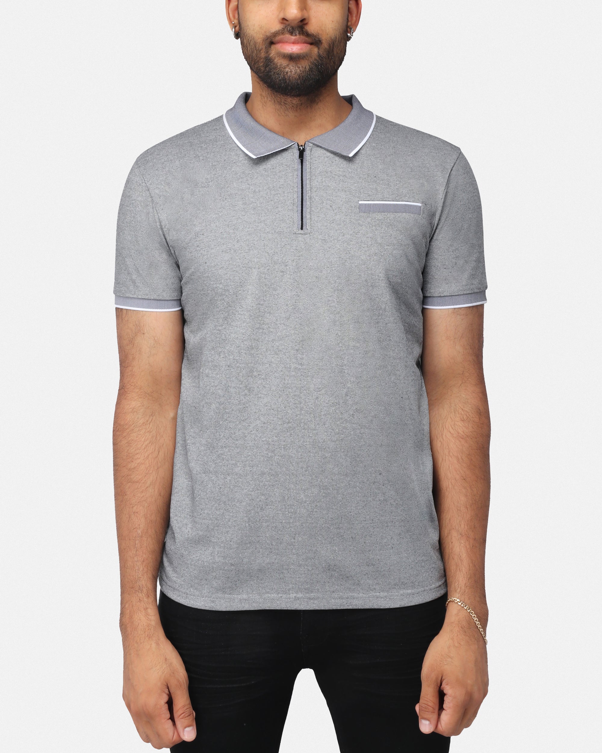 X RAY Men's Short Sleeve Zip-Neck Golf Polo Shirts