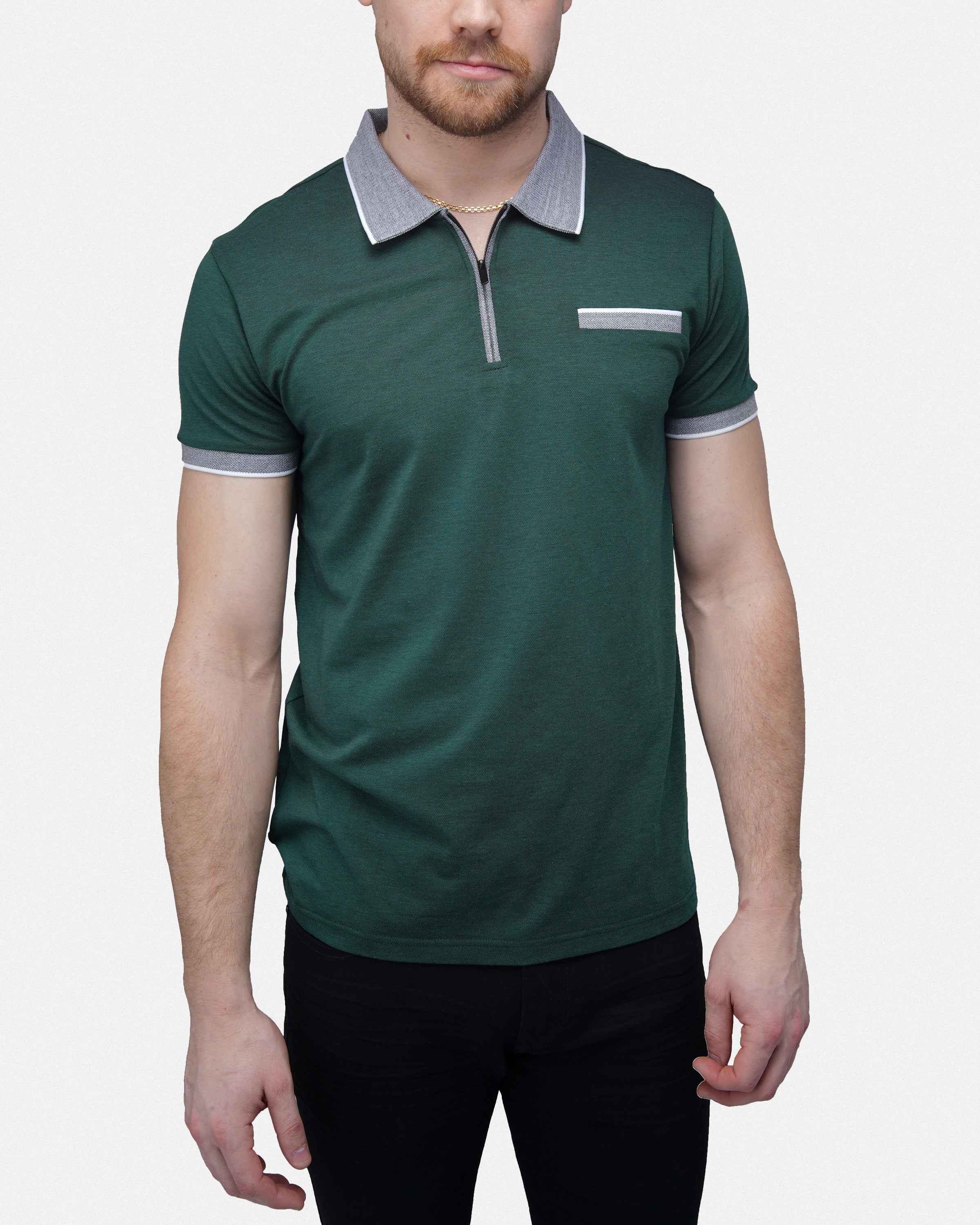 X RAY Men's Short Sleeve Zip-Neck Golf Polo Shirts