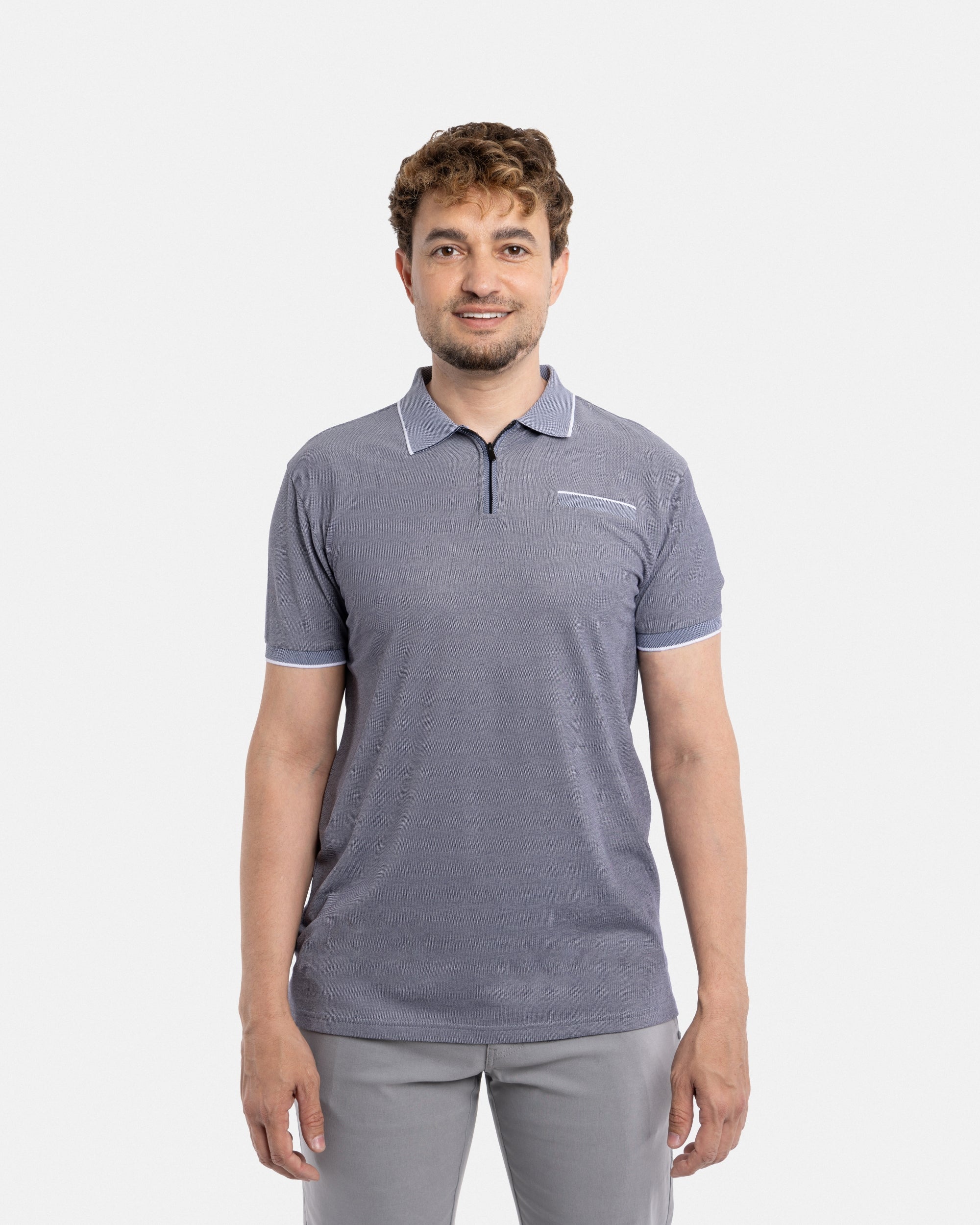 X RAY Men's Short Sleeve Zip-Neck Golf Polo Shirts