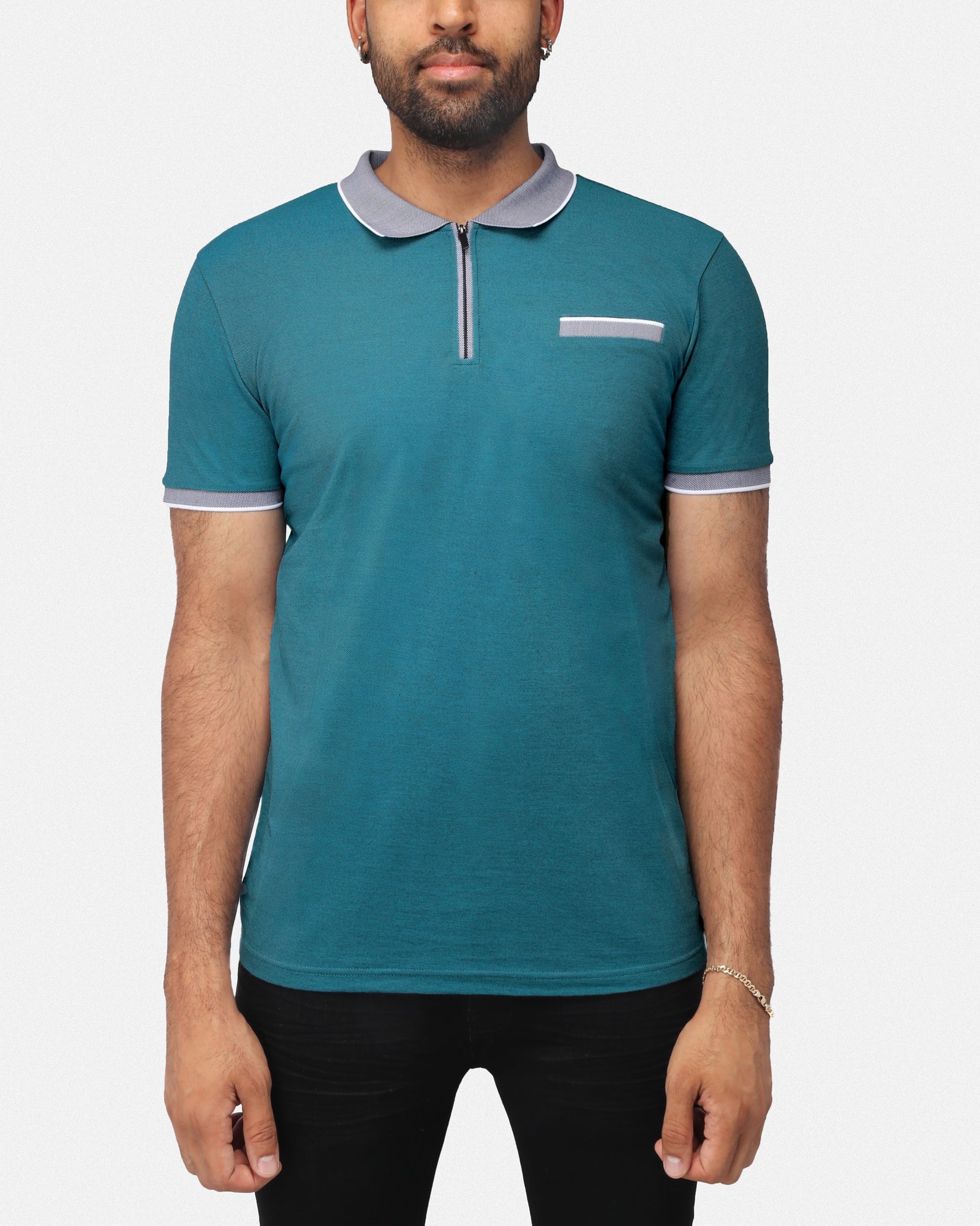 X RAY Men's Short Sleeve Zip-Neck Golf Polo Shirts