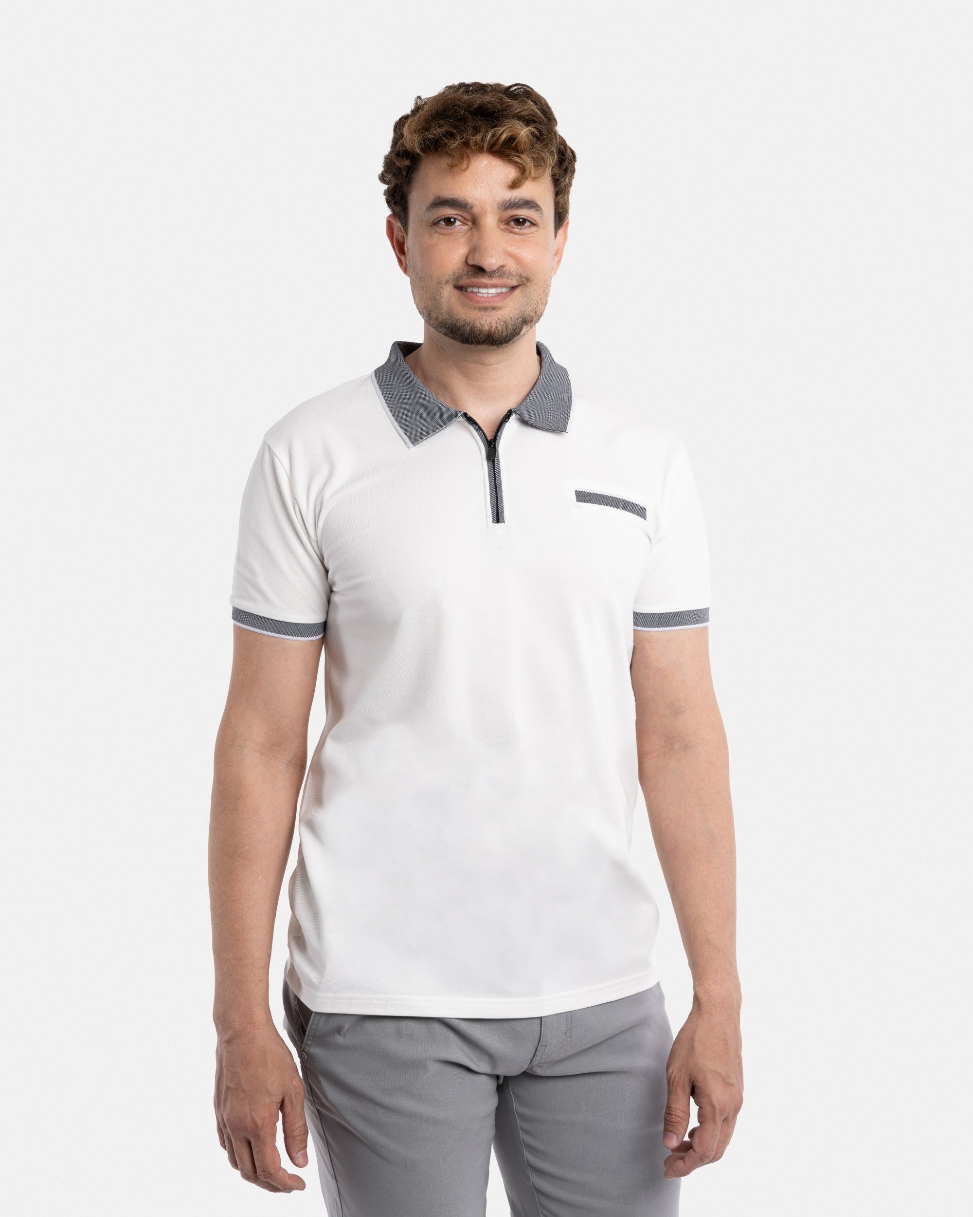 X RAY Men's Short Sleeve Zip-Neck Golf Polo Shirts