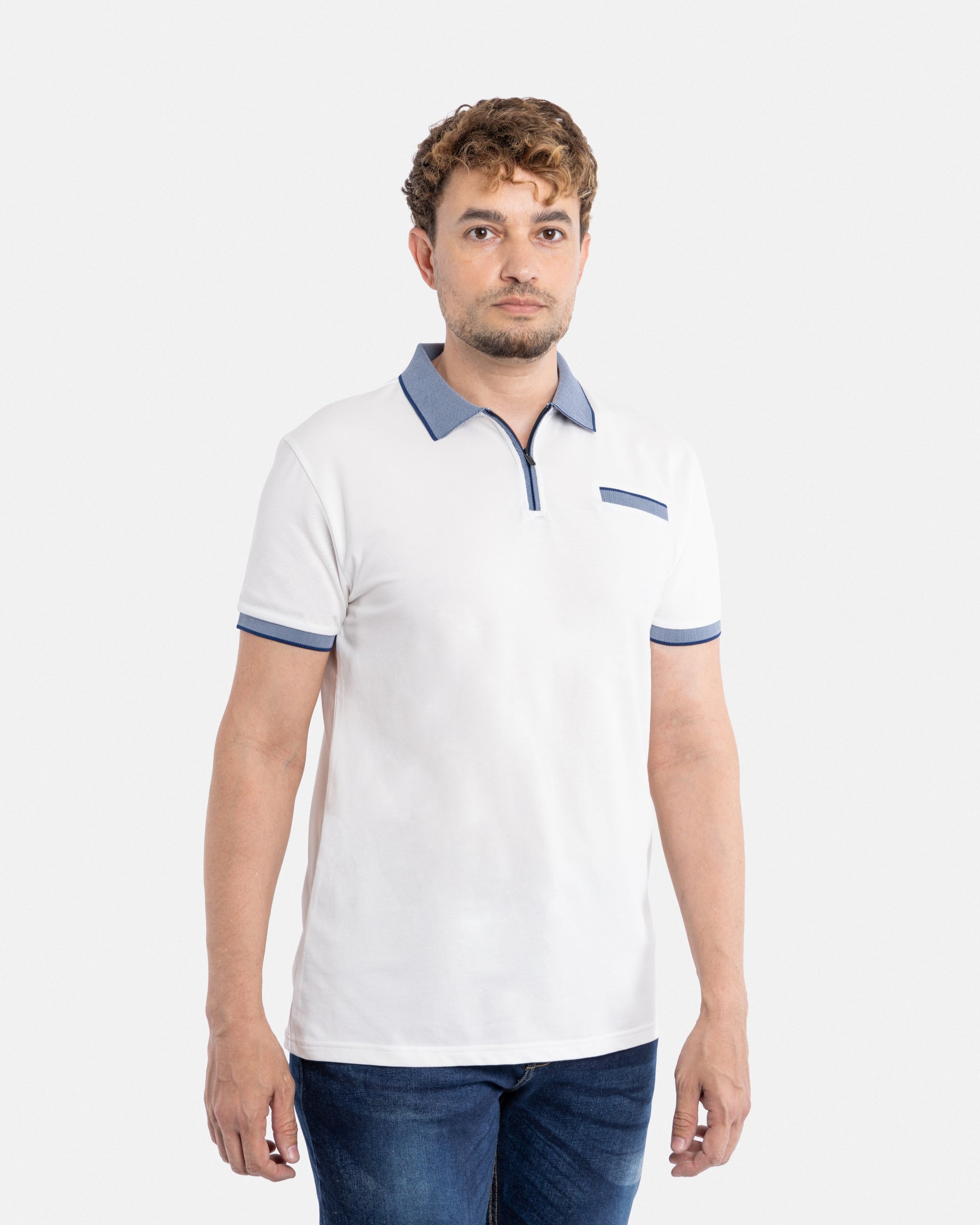 X RAY Men's Short Sleeve Zip-Neck Golf Polo Shirts