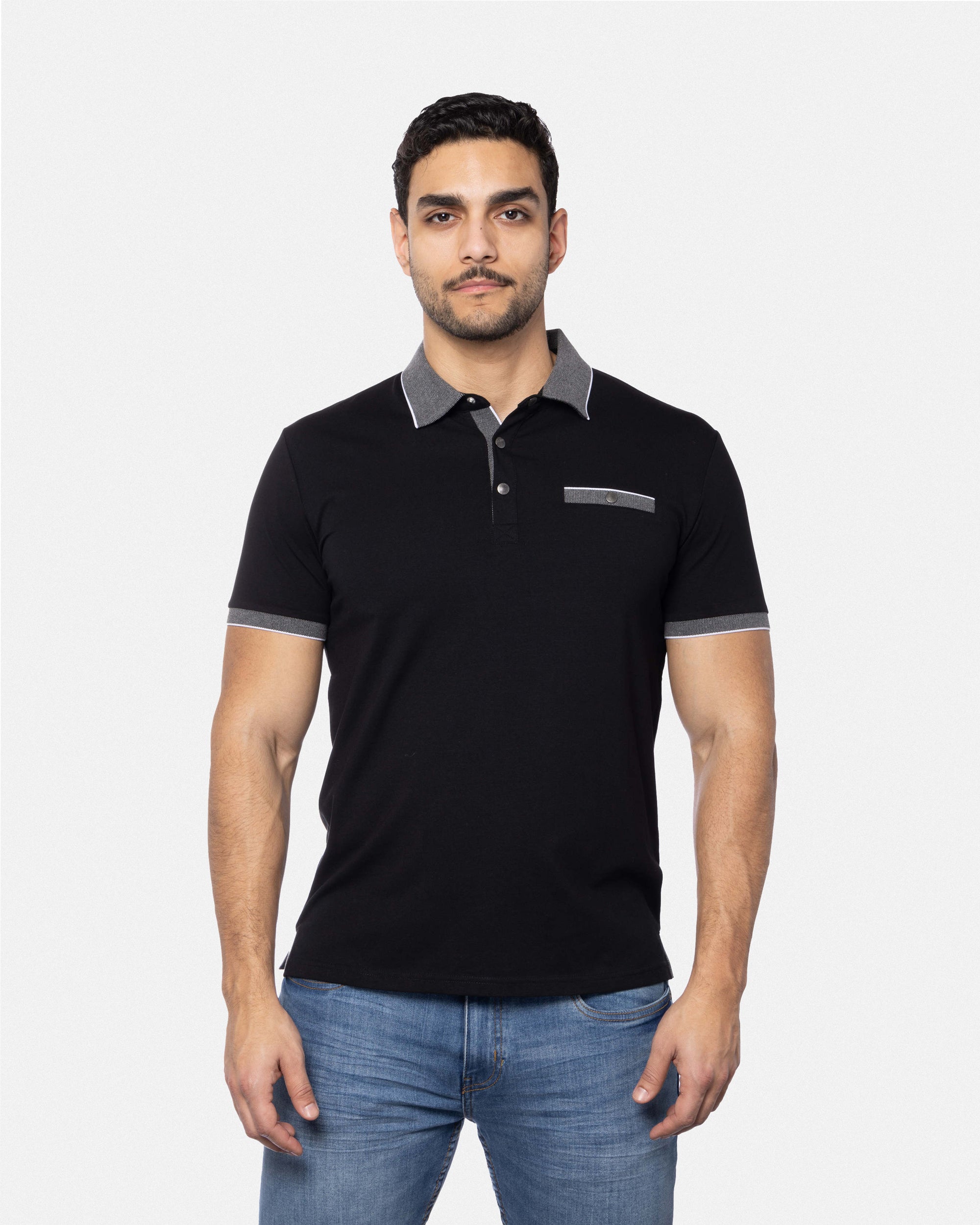 Slim Fit Snap Button Faux Pocket Polo Shirt
