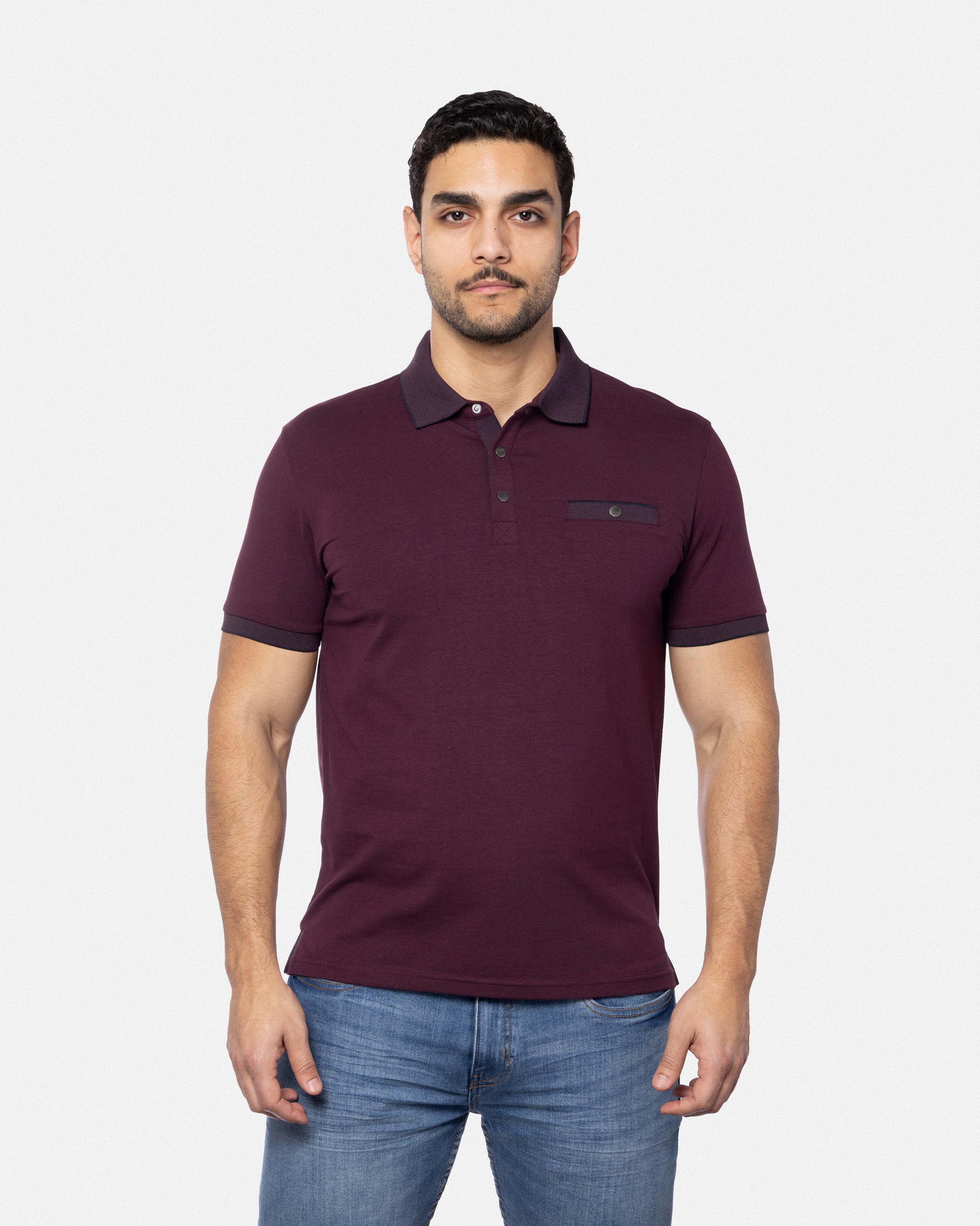 Slim Fit Snap Button Faux Pocket Polo Shirt