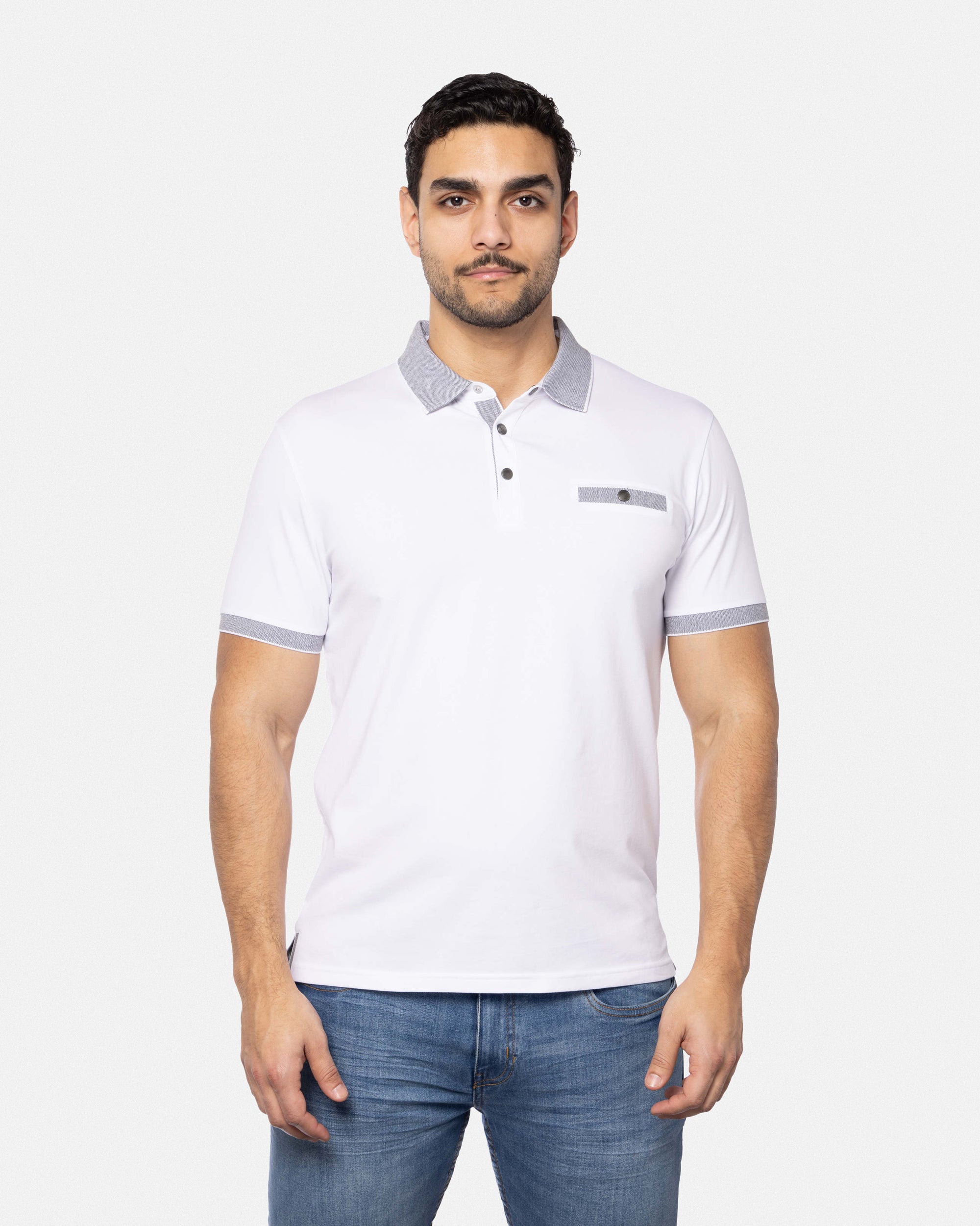 Slim Fit Snap Button Faux Pocket Polo Shirt