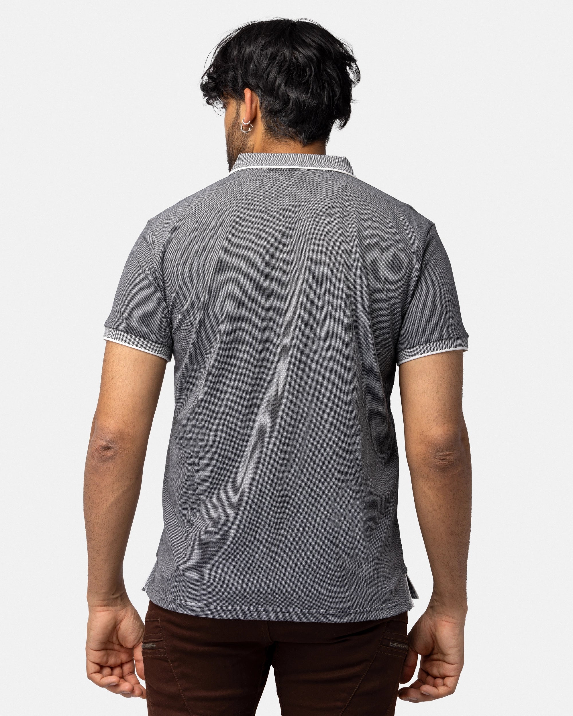 #XMTS-23016 Slim Fit Chest Seam Snap Button Placket Polo