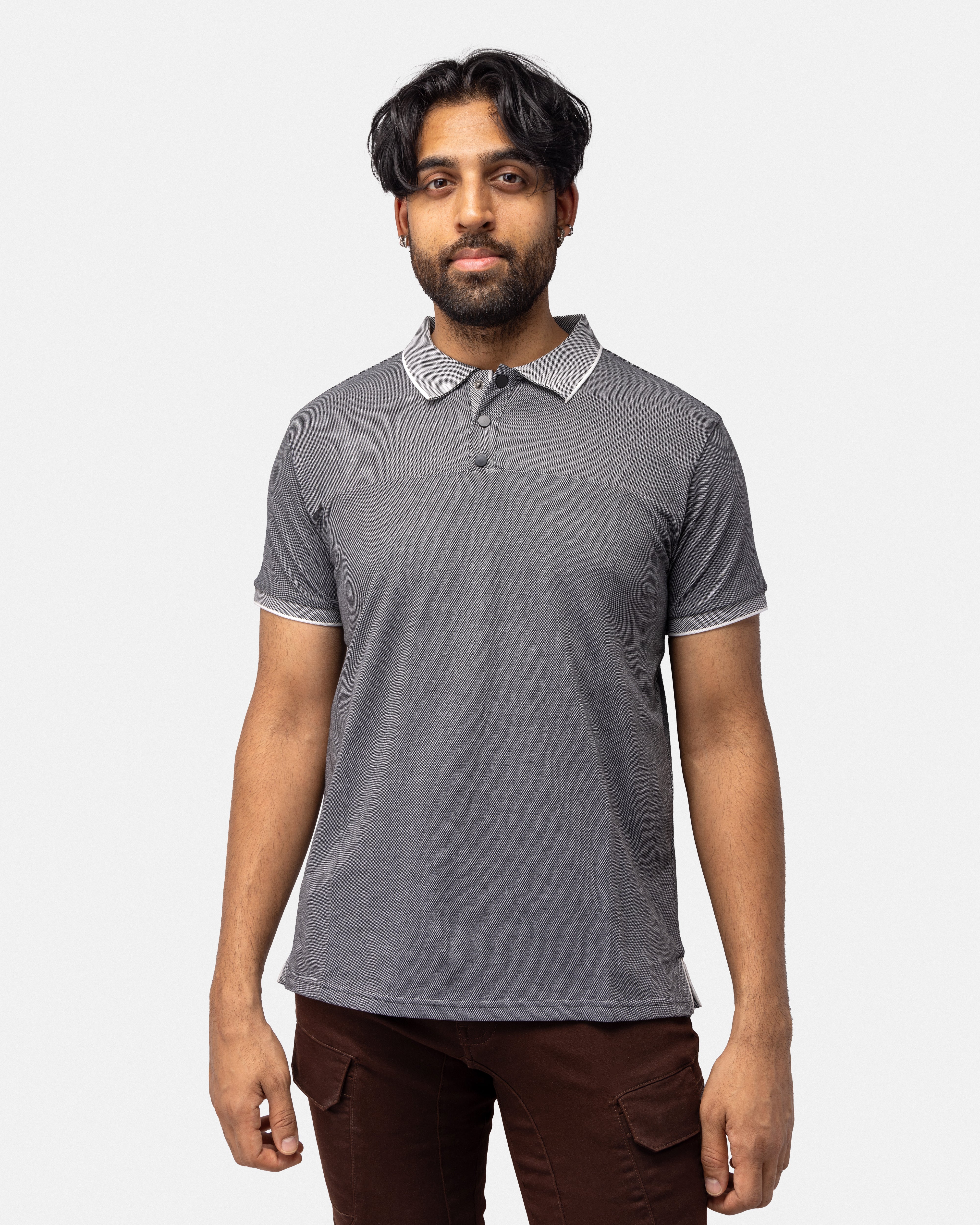 X RAY Men's Slim Fit Snap Button With Chest Seam Polo Shirt