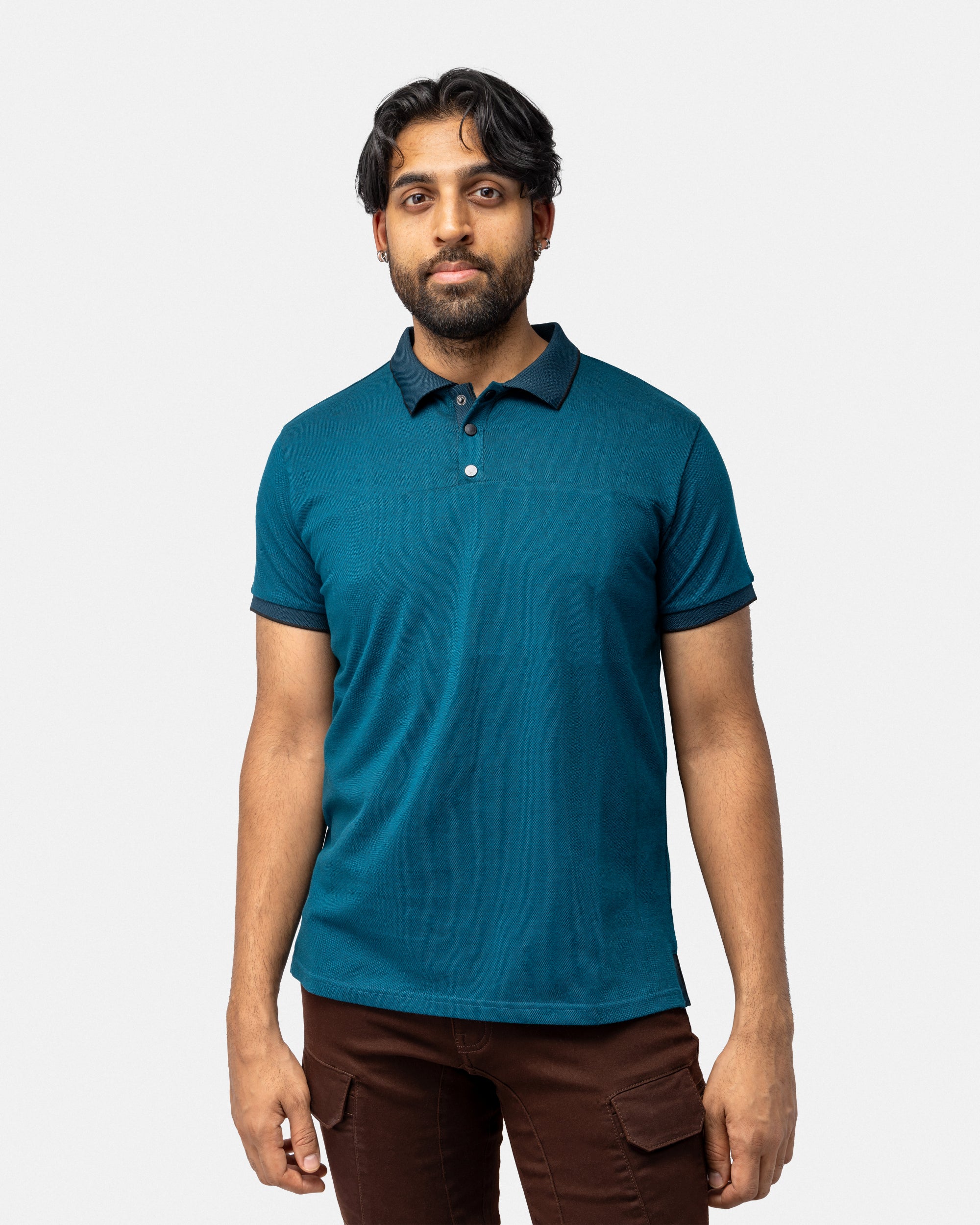 X RAY Men's Slim Fit Snap Button With Chest Seam Polo Shirt