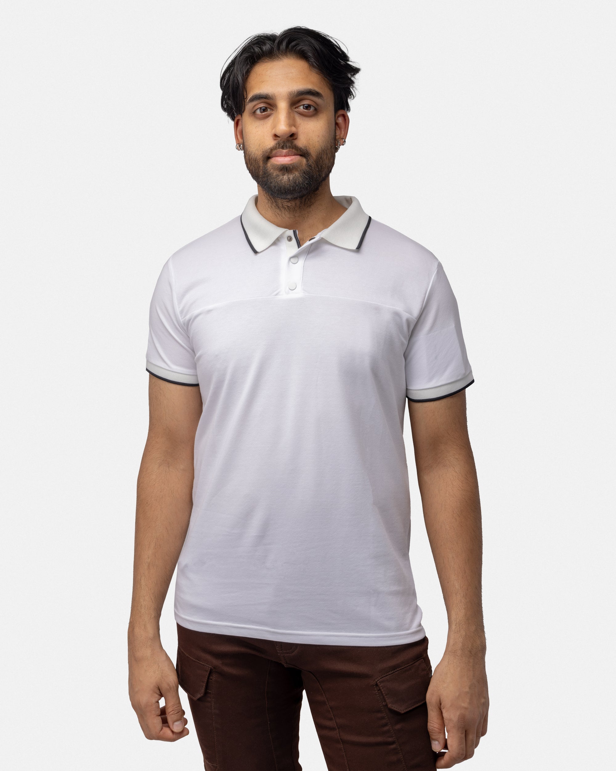 X RAY Men's Slim Fit Snap Button With Chest Seam Polo Shirt