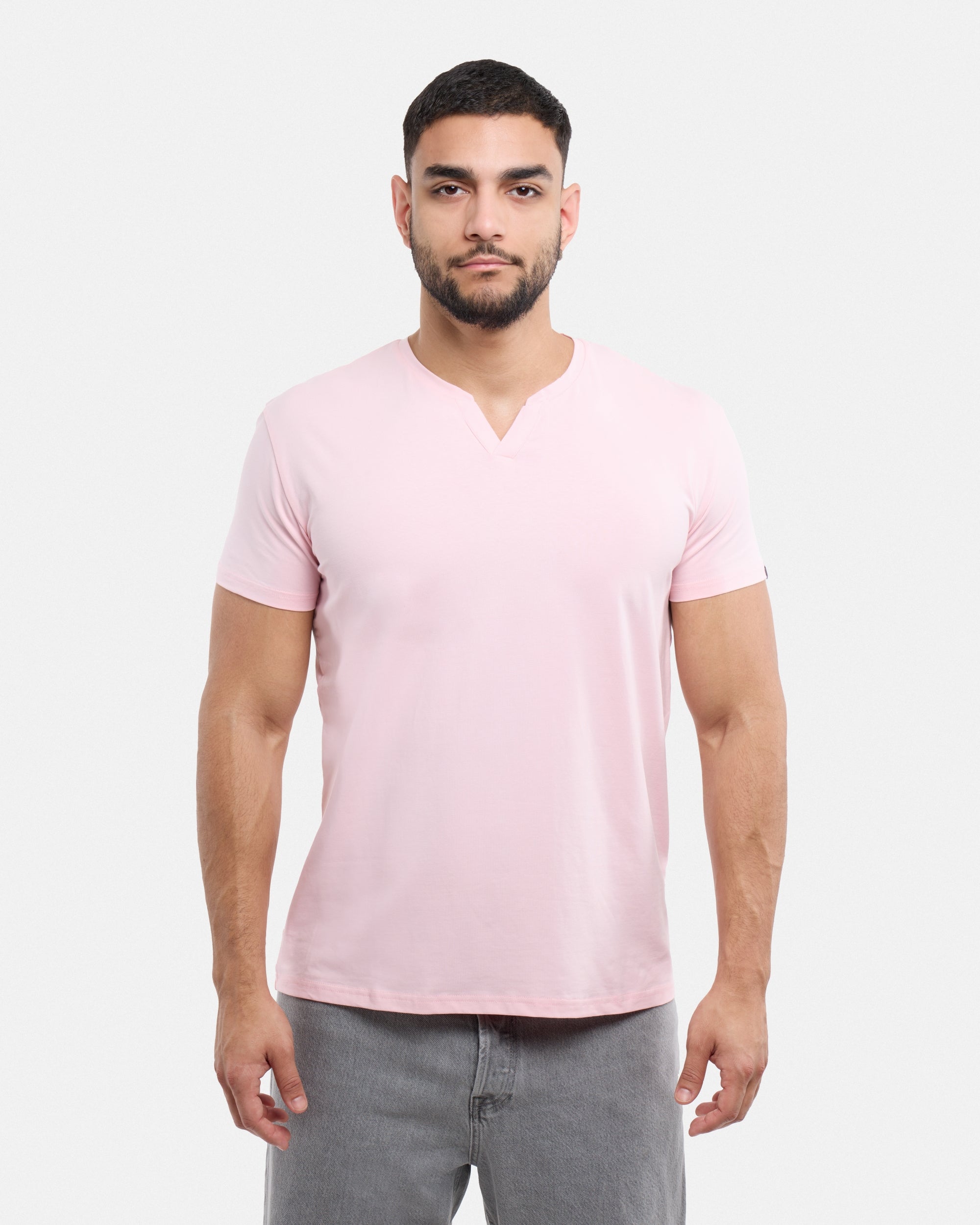 X RAY Men's Basic V-Notch Neck Short Sleeve Split Neck T-Shirt