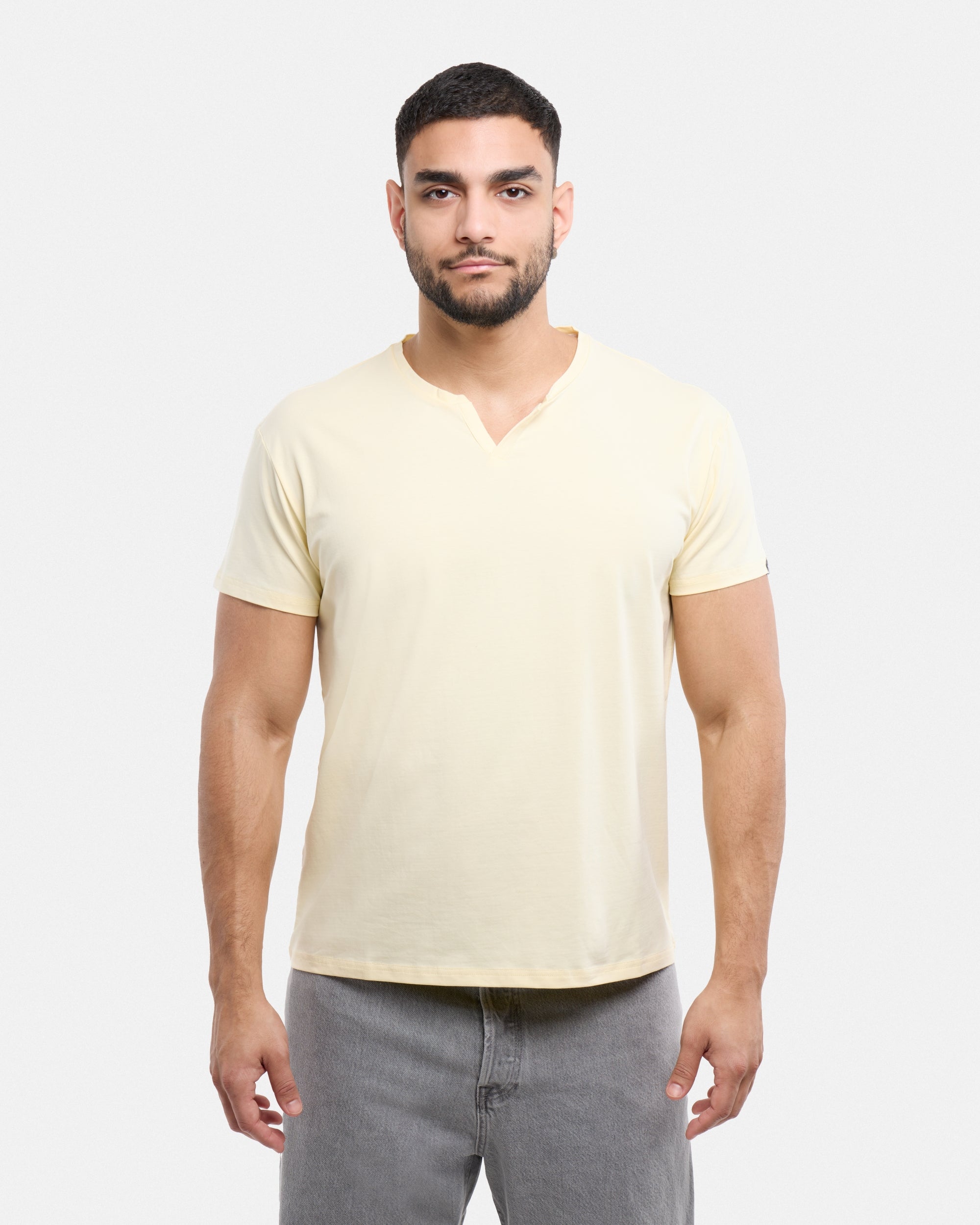 X RAY Men's Basic V-Notch Neck Short Sleeve Split Neck T