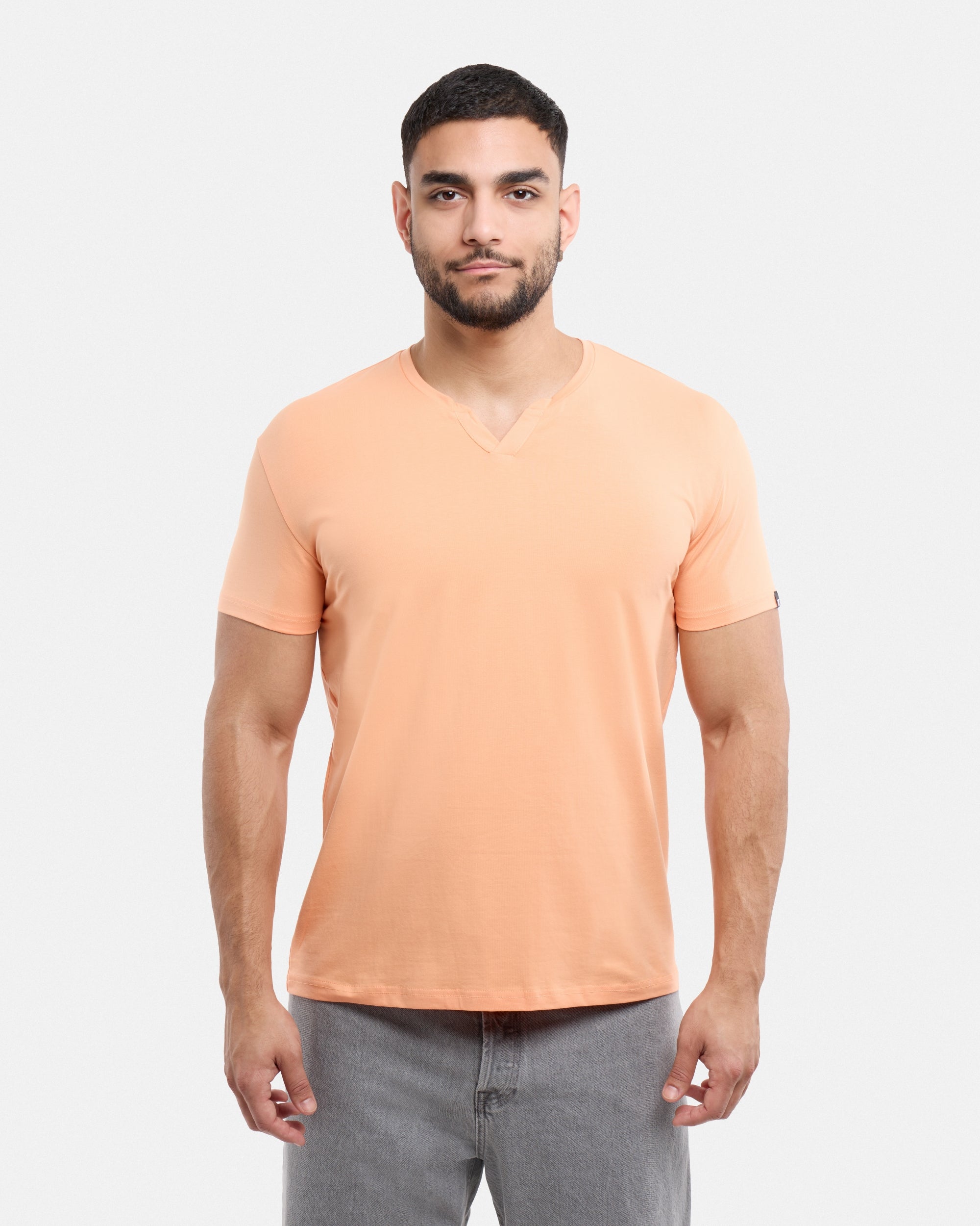 X RAY Men's Basic V-Notch Neck Short Sleeve Split Neck T-Shirt