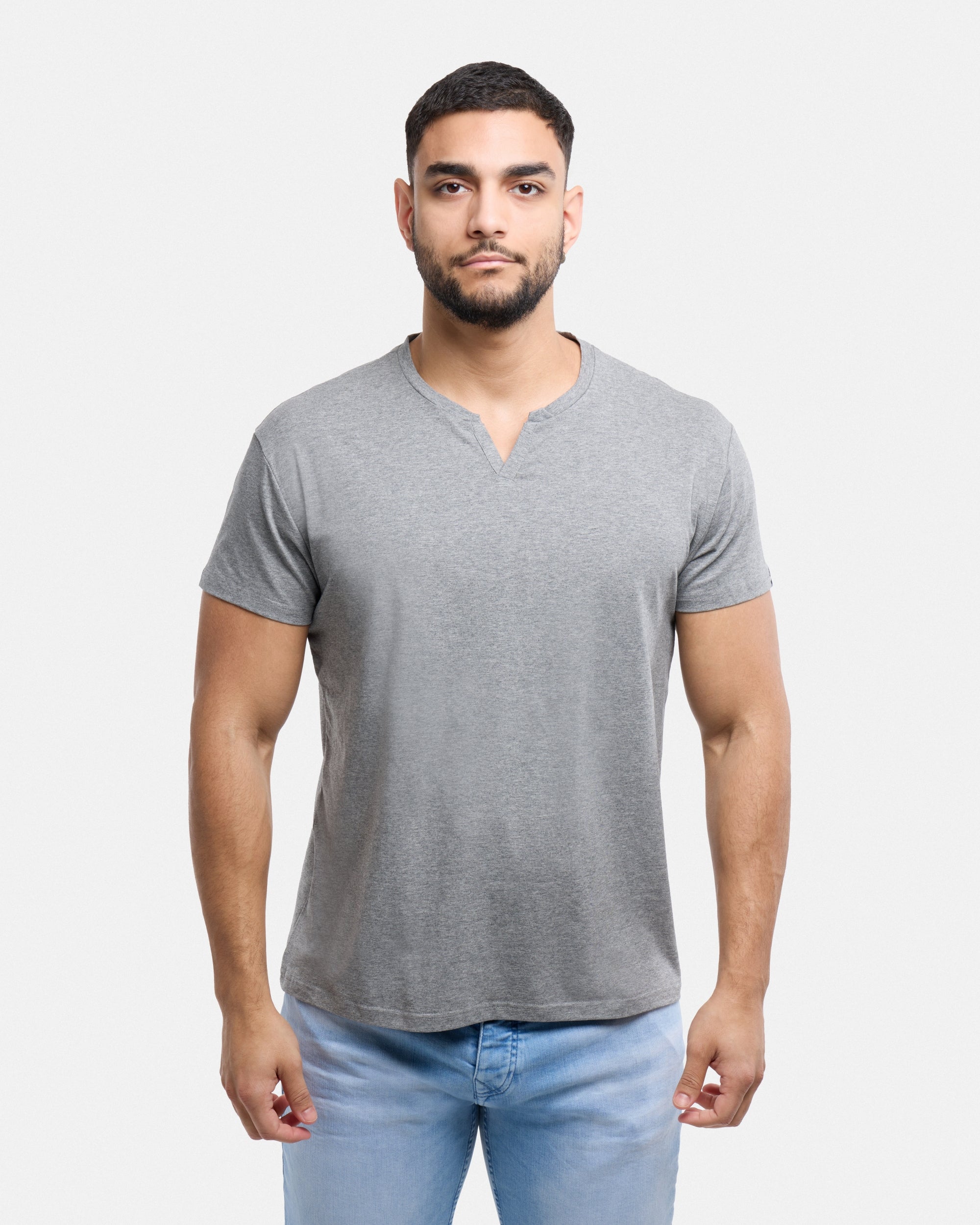 X RAY Men's Basic V-Notch Neck Short Sleeve Split Neck T-Shirt