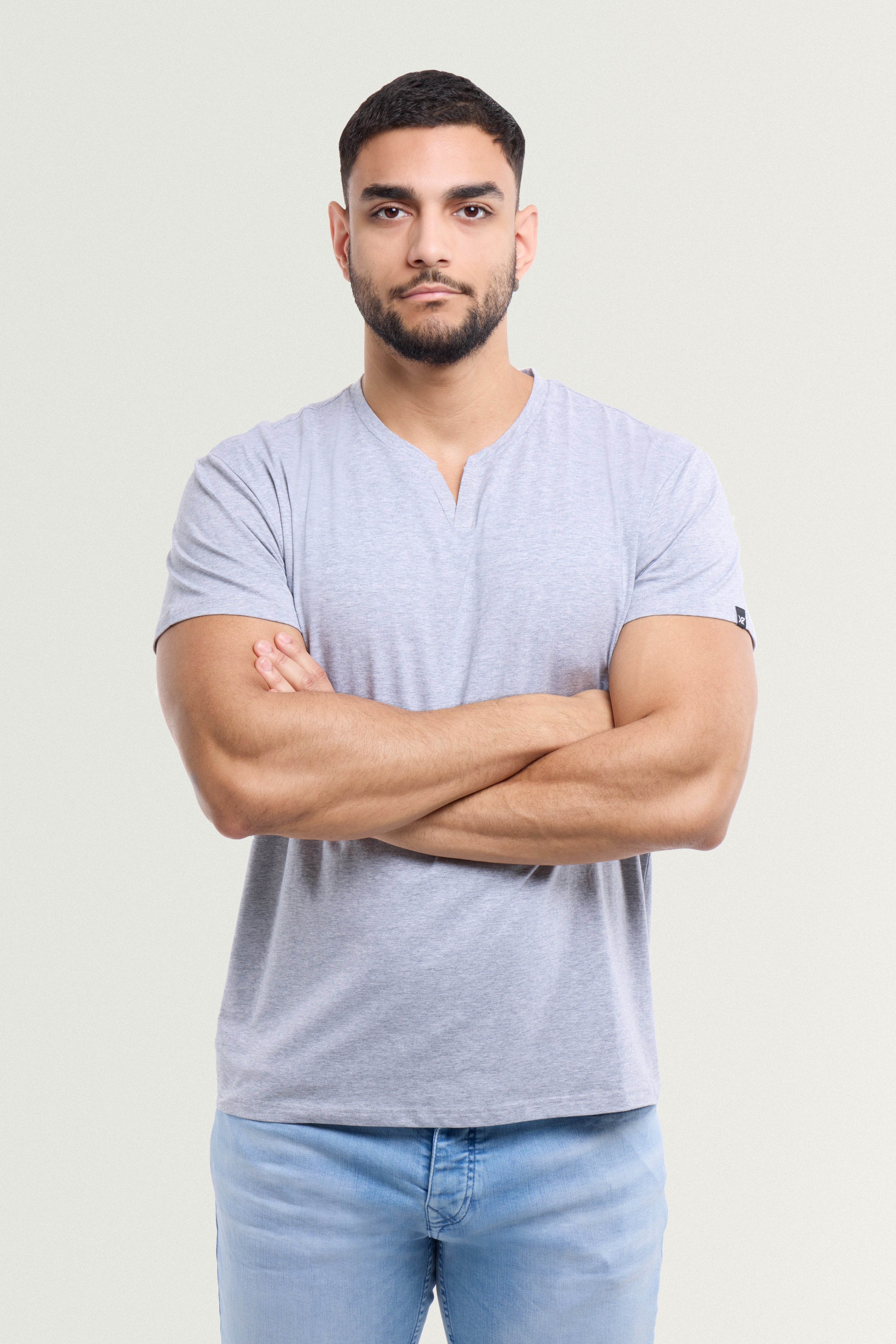 X RAY Men's Basic V-Notch Neck Short Sleeve Split Neck T
