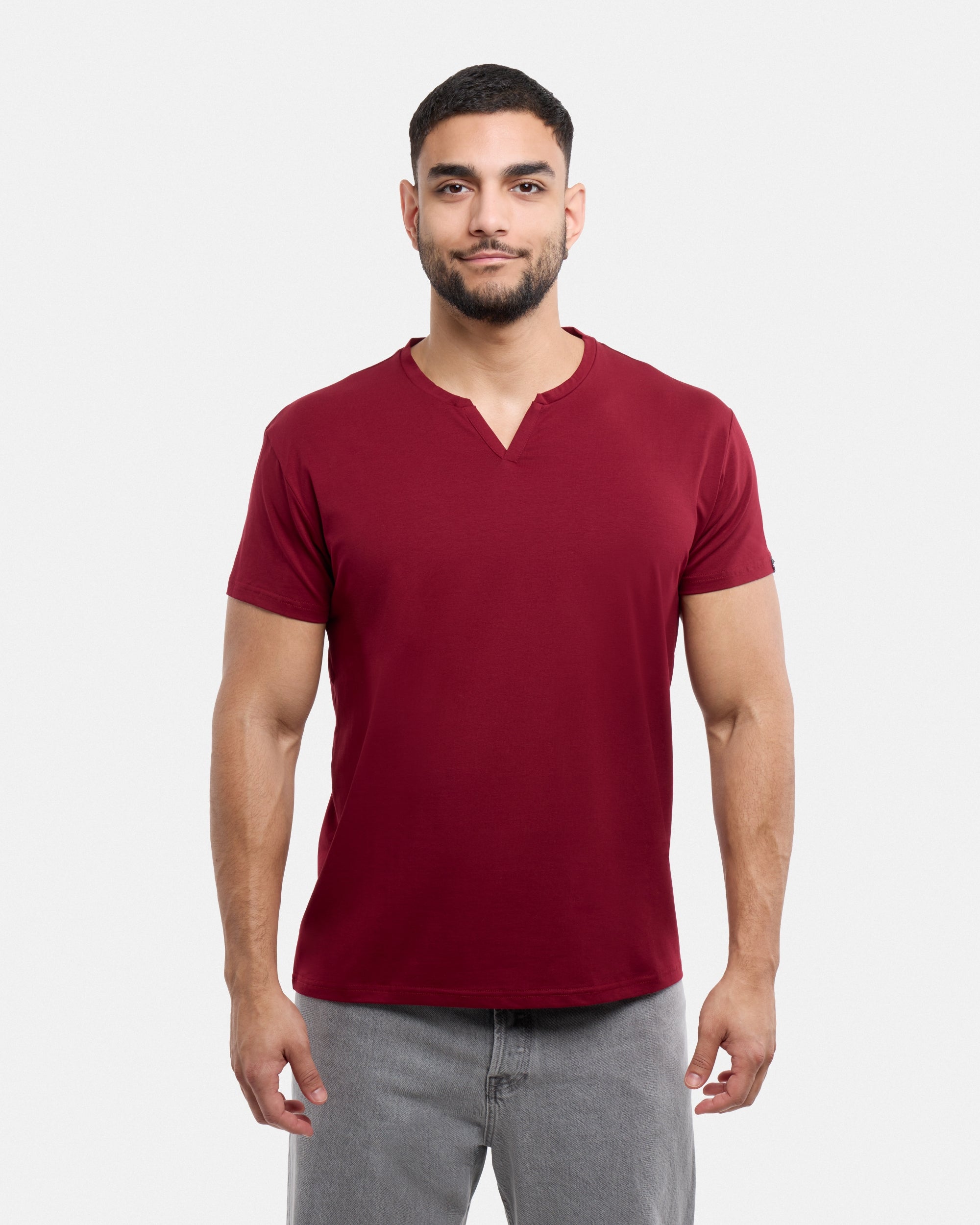 X RAY Men's Basic V-Notch Neck Short Sleeve Split Neck T-Shirt