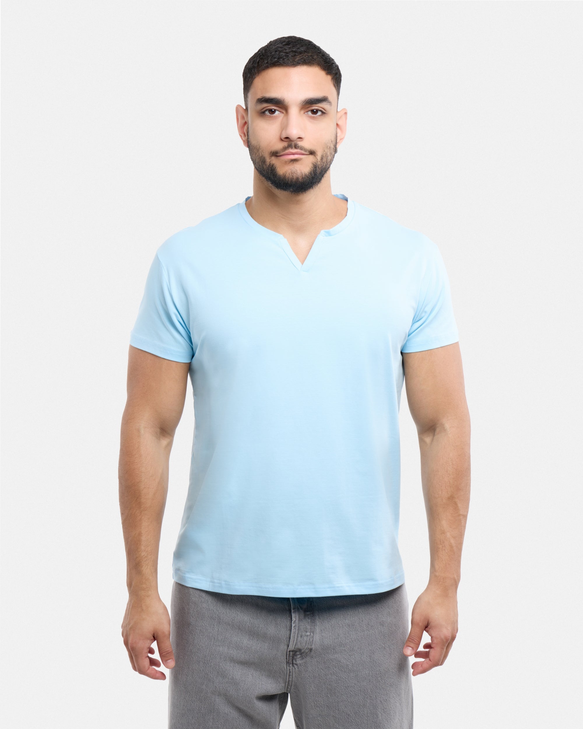 X RAY Men's Basic V-Notch Neck Short Sleeve Split Neck T-Shirtt