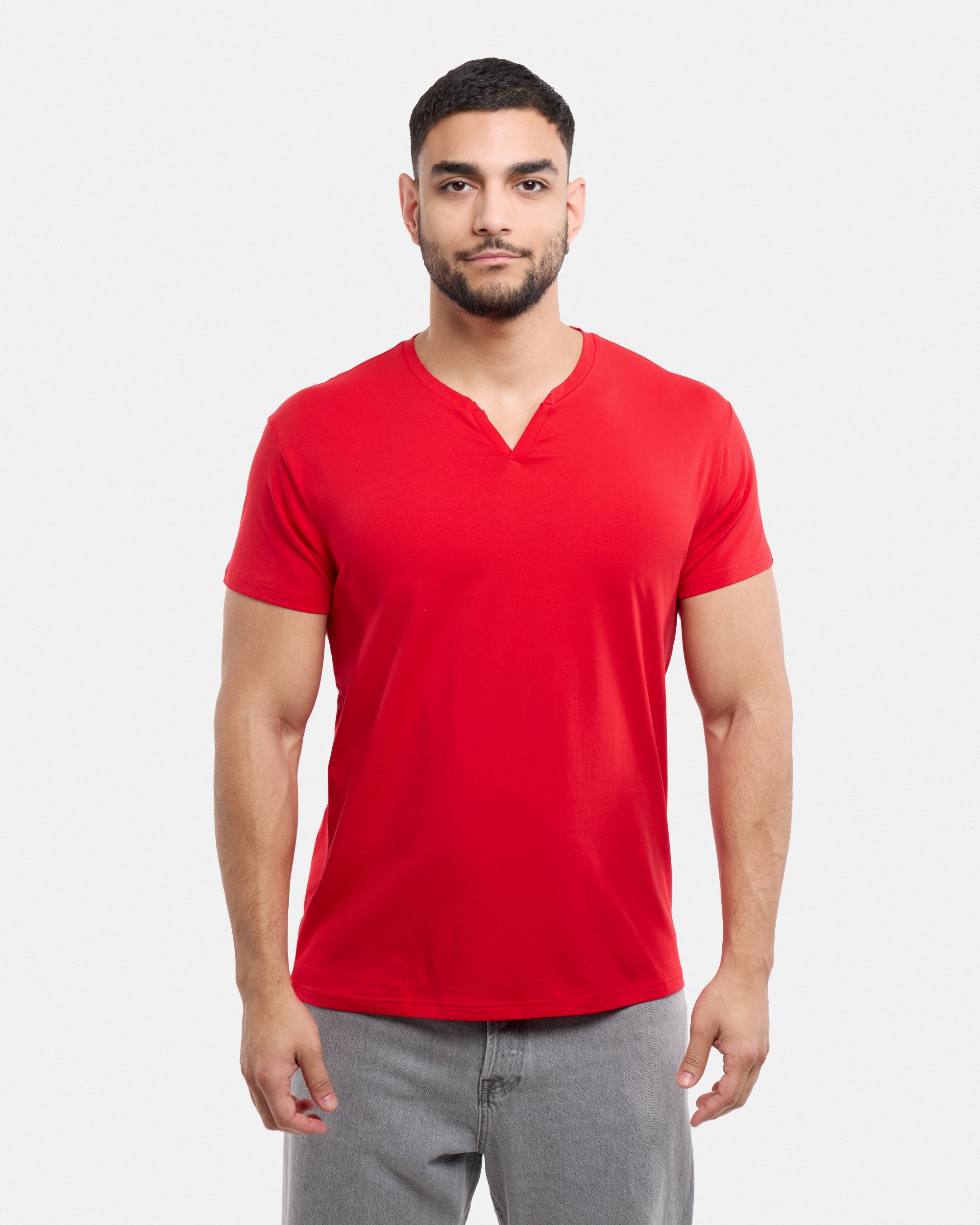 X RAY Men's Basic V-Notch Neck Short Sleeve Split Neck T-Shirtt