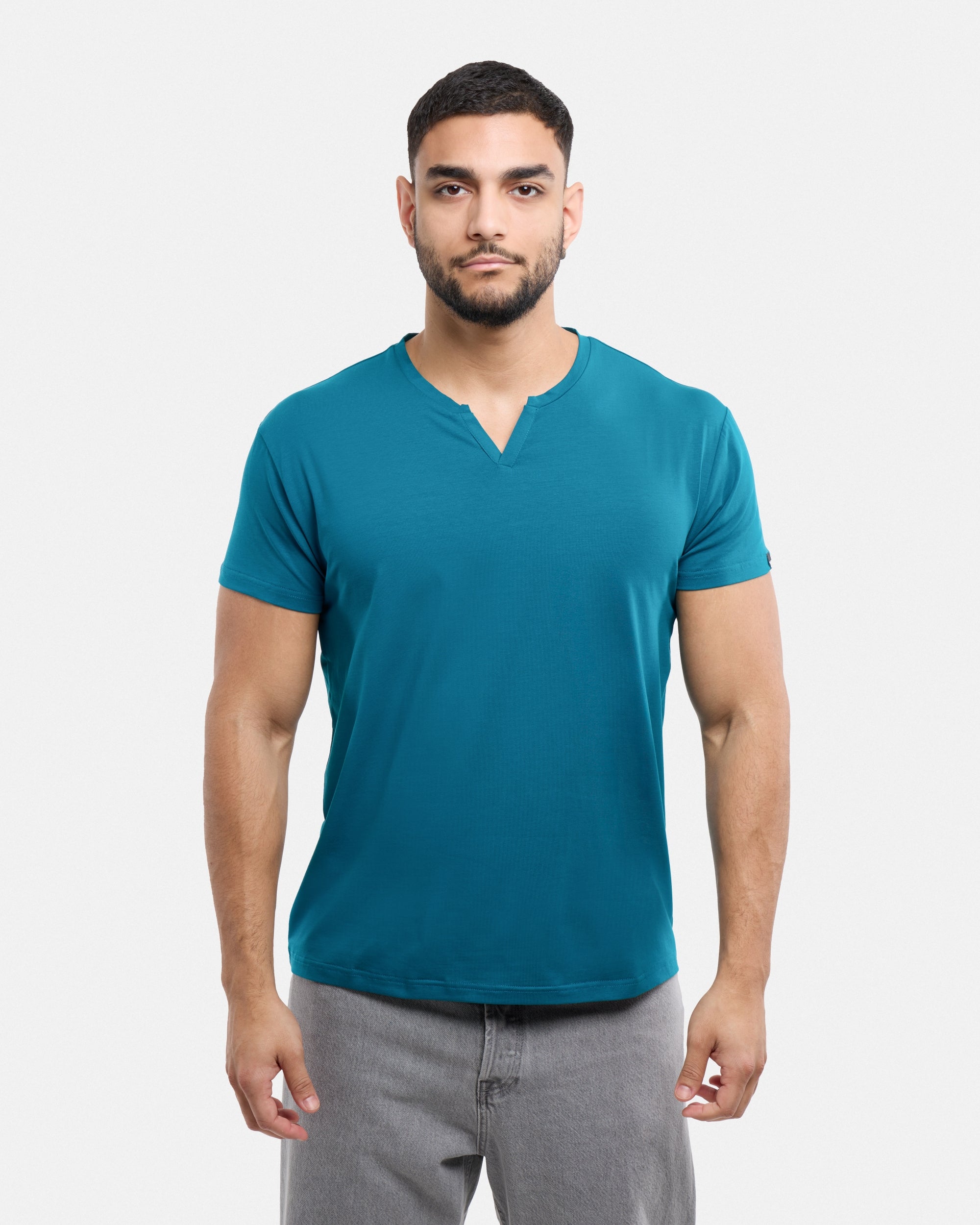 X RAY Men's Basic V-Notch Neck Short Sleeve Split Neck T-Shirtt