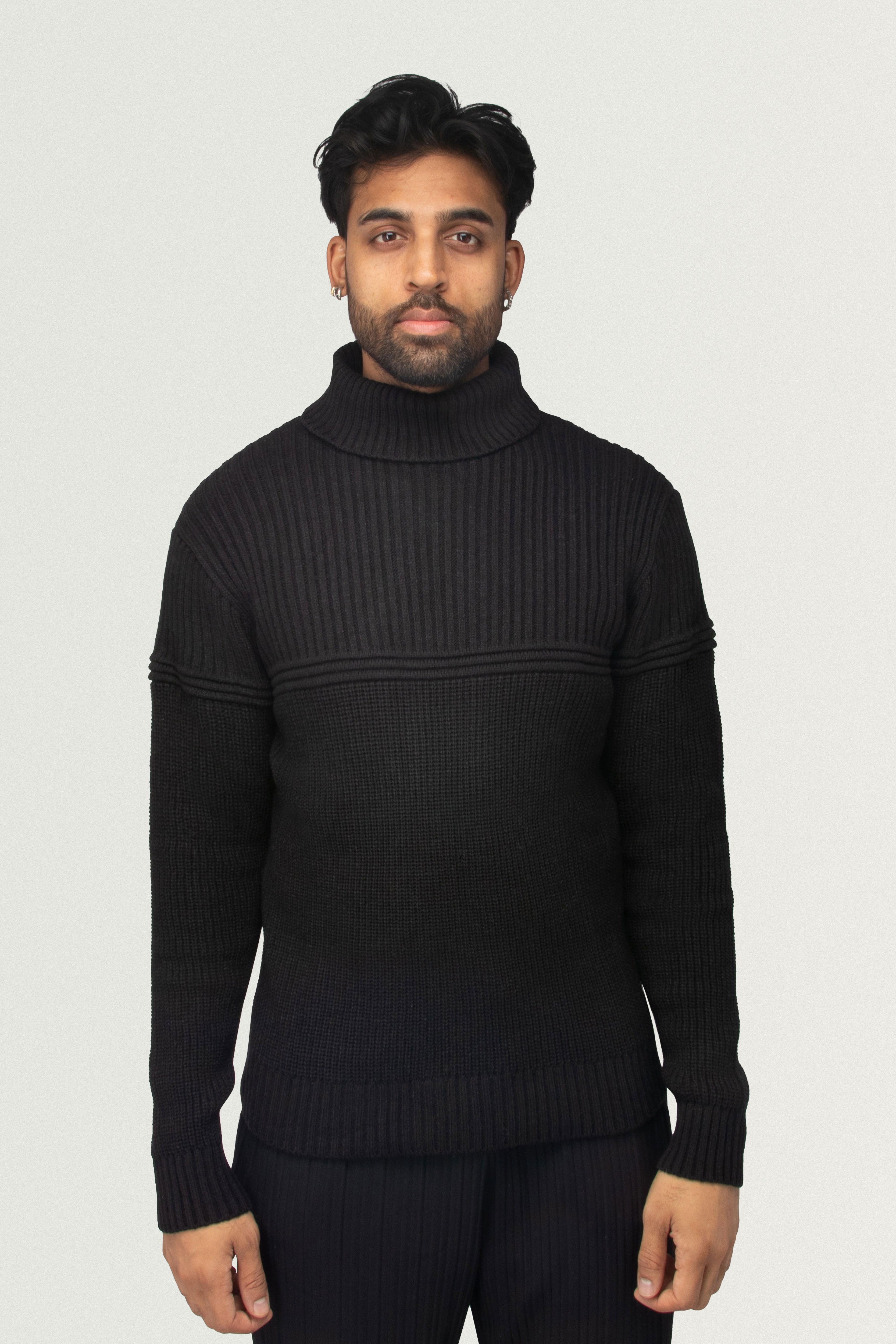 Men's black cable knit turtleneck sweater best sale