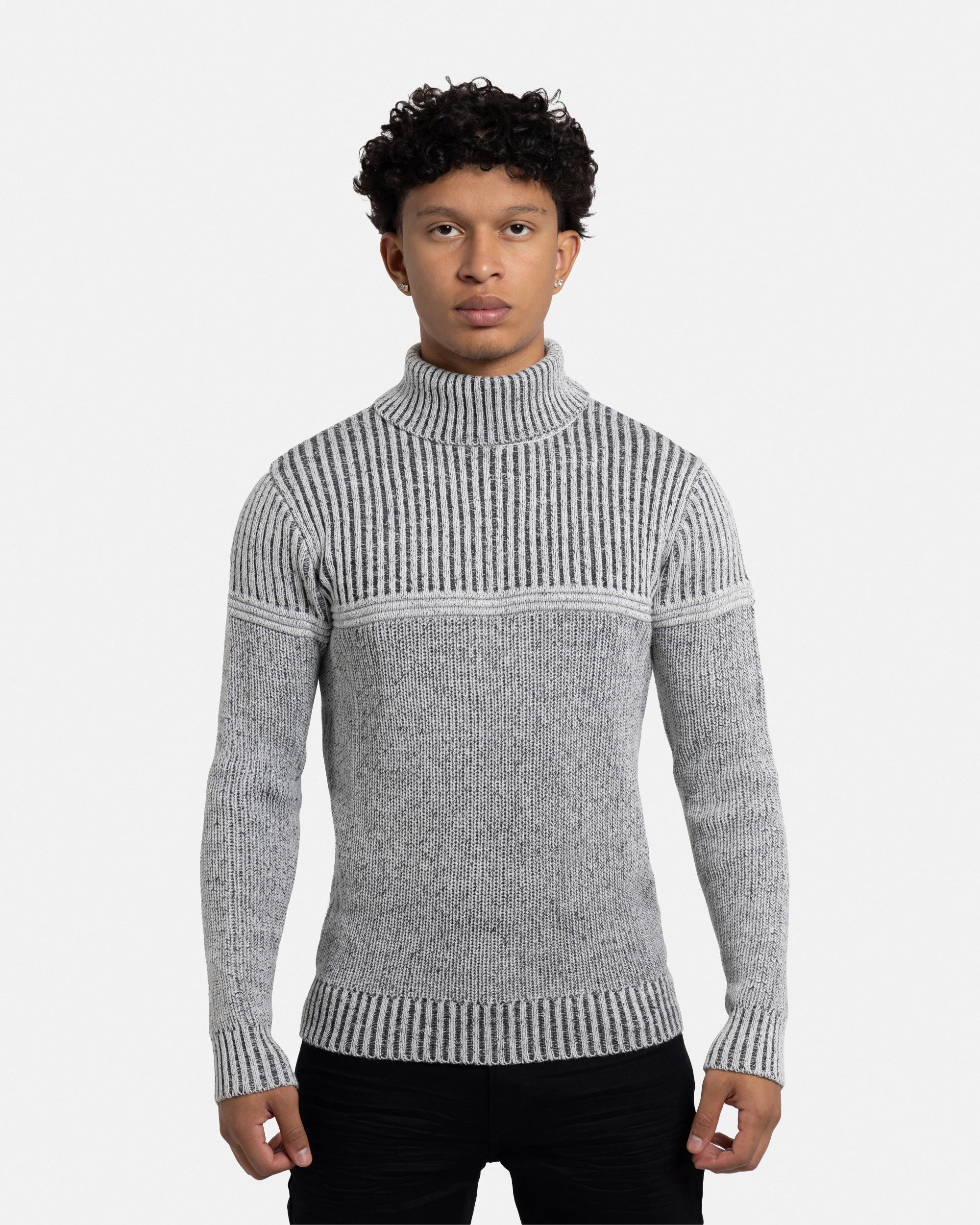 X RAY Men's Ribbed Pattern Turtleneck Fashion Sweater