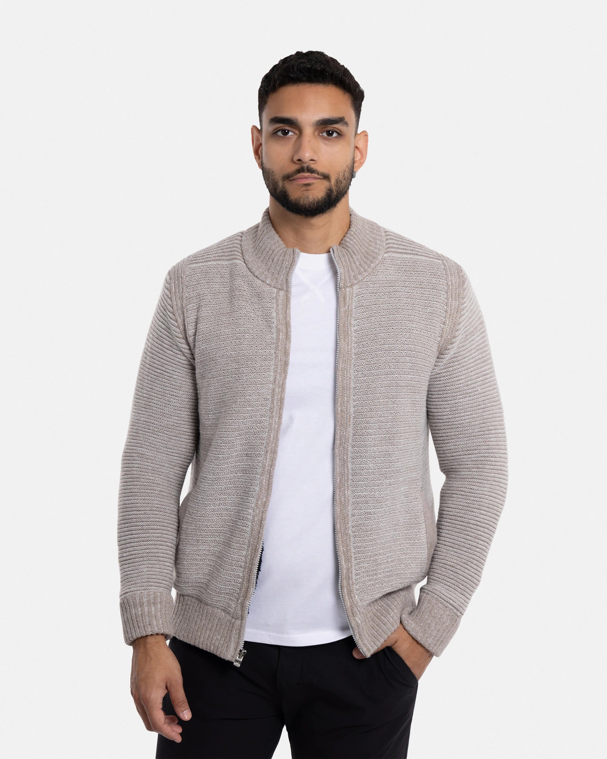 X RAY Men's Stand Collar Full Zip High Neck Ribbed Sweater Jacket Big & Tall Available