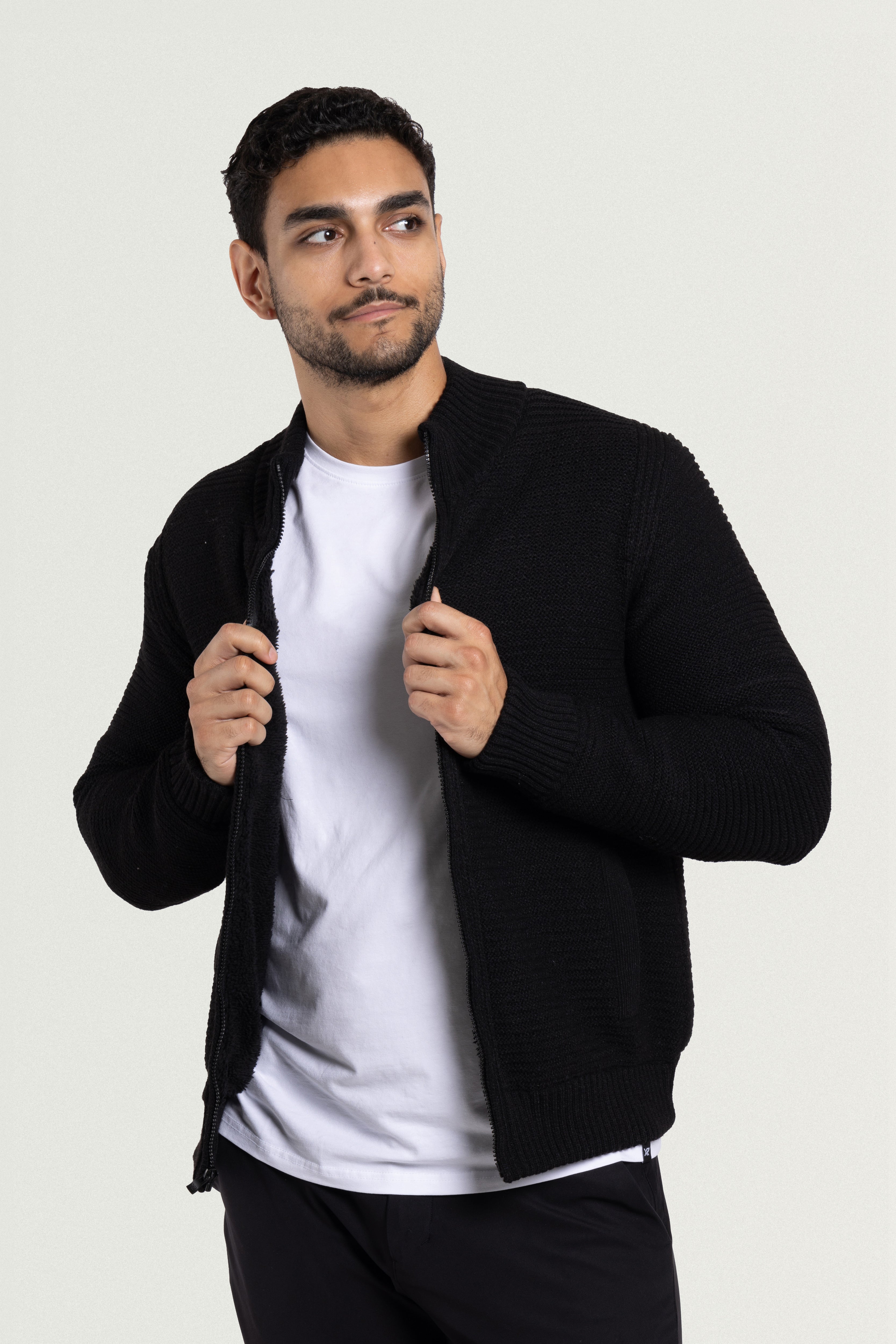 Mens black sweater jacket best sale