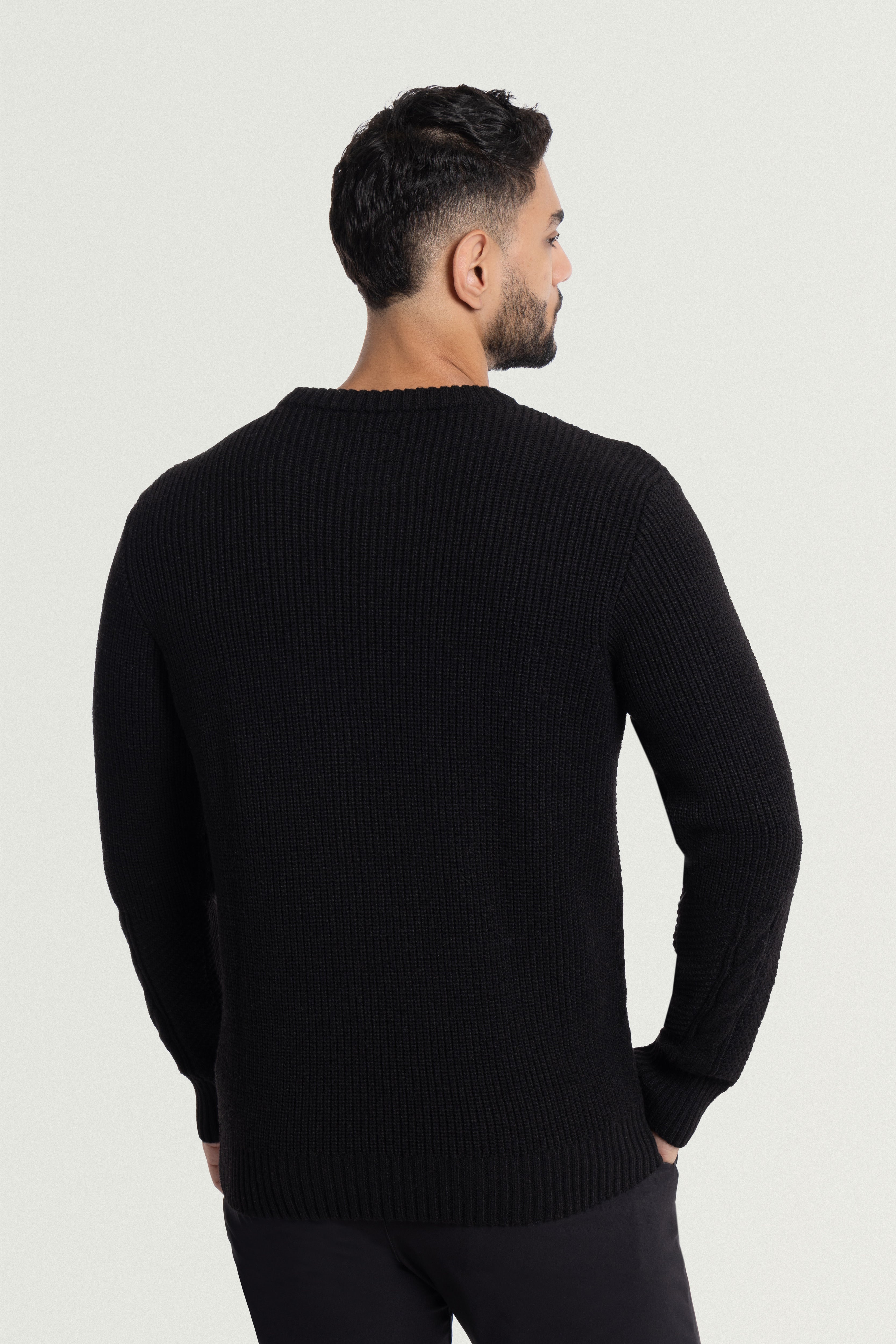 X RAY Men's Crewneck Mixed Texture Cable Knit Sweater – X