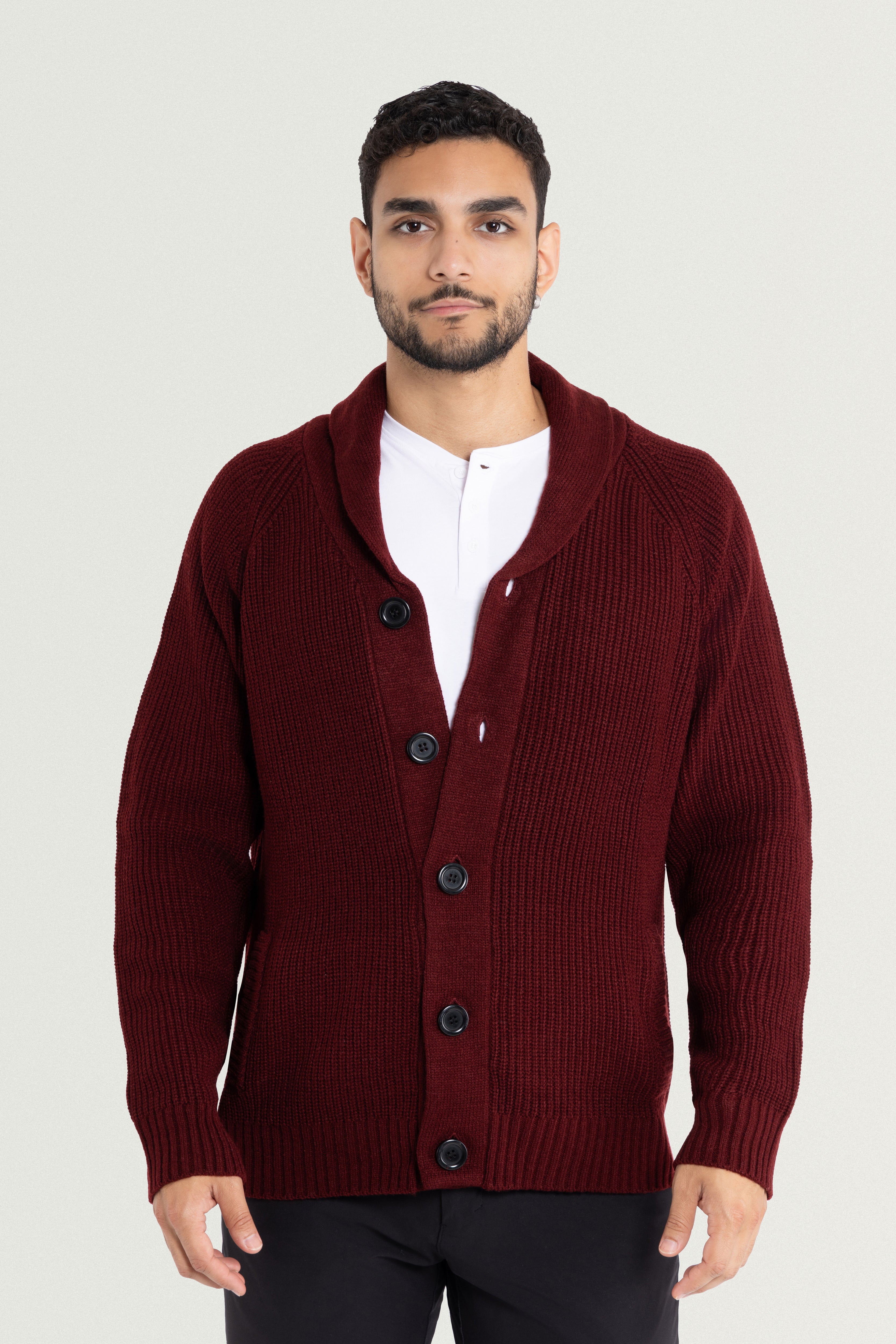 【BAON】[unisex] Atoo Button Collar Over Knit Cardigan 2XL~ Akiihool Cardigan for Men Sweater Men's Shawl Collar