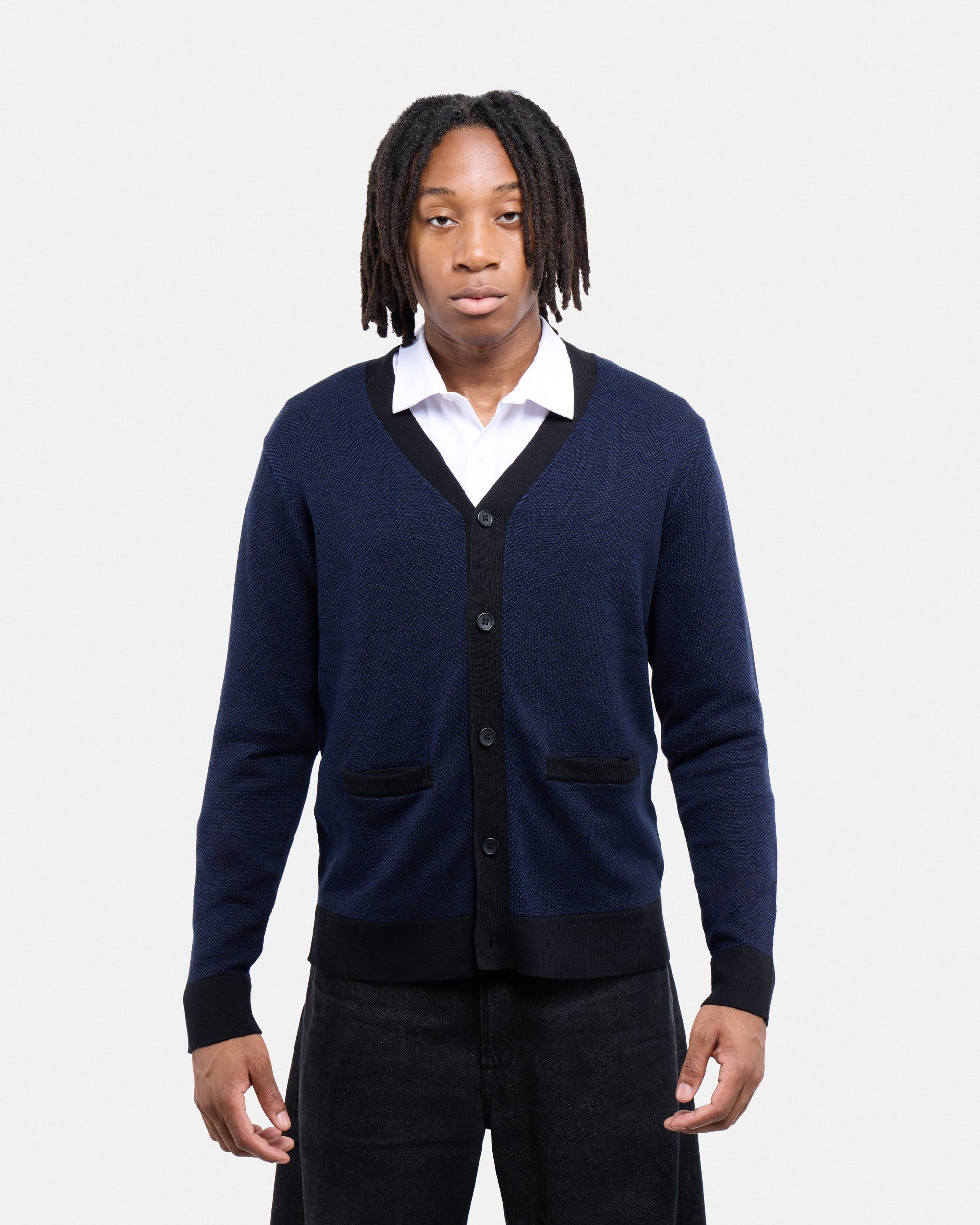X RAY Men's Casual Herringbone Cardigan Sweater