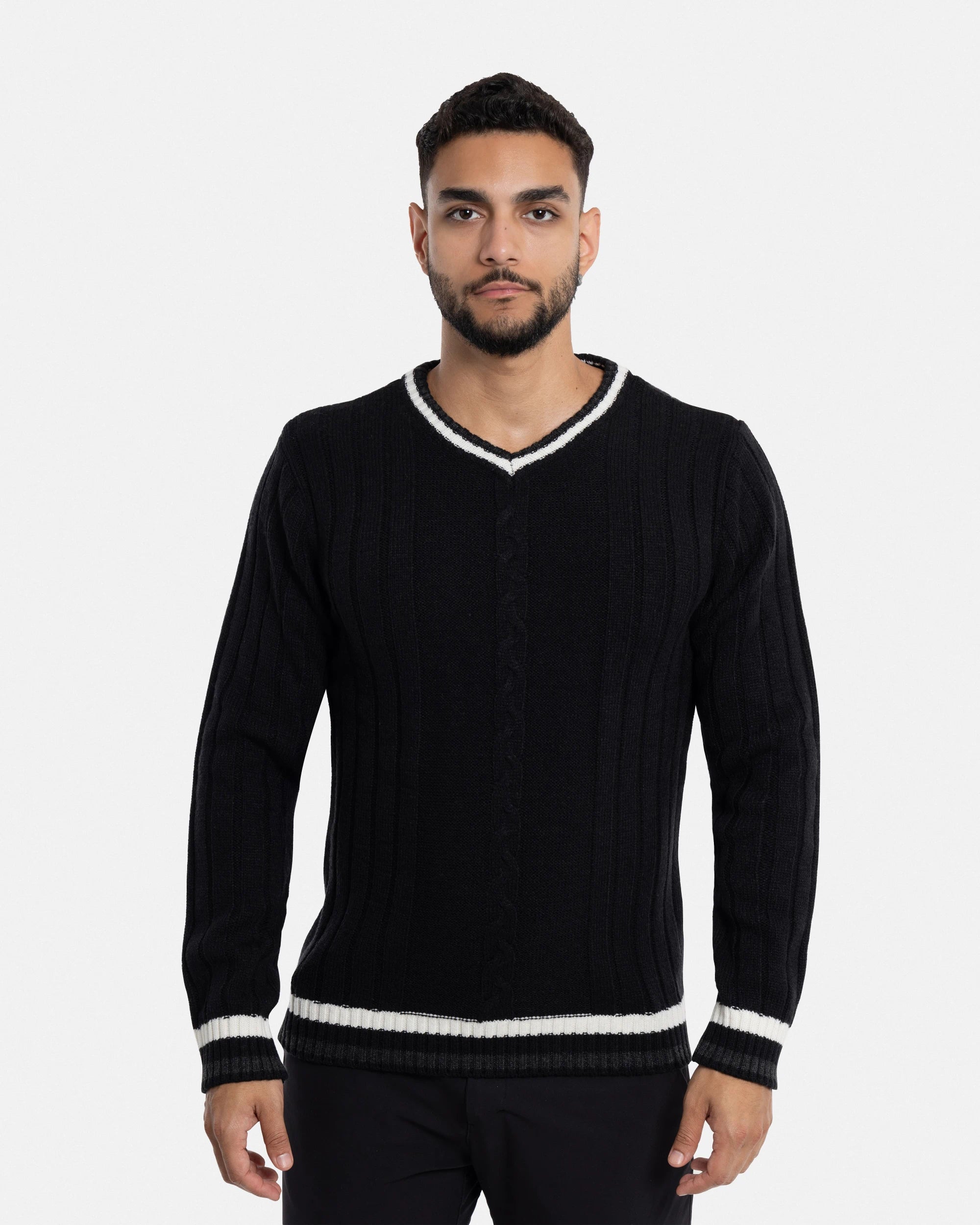 X RAY Men's Cable Knit Middleweight Soft Tipped V-Neck Sweater Regular and Big & Tall