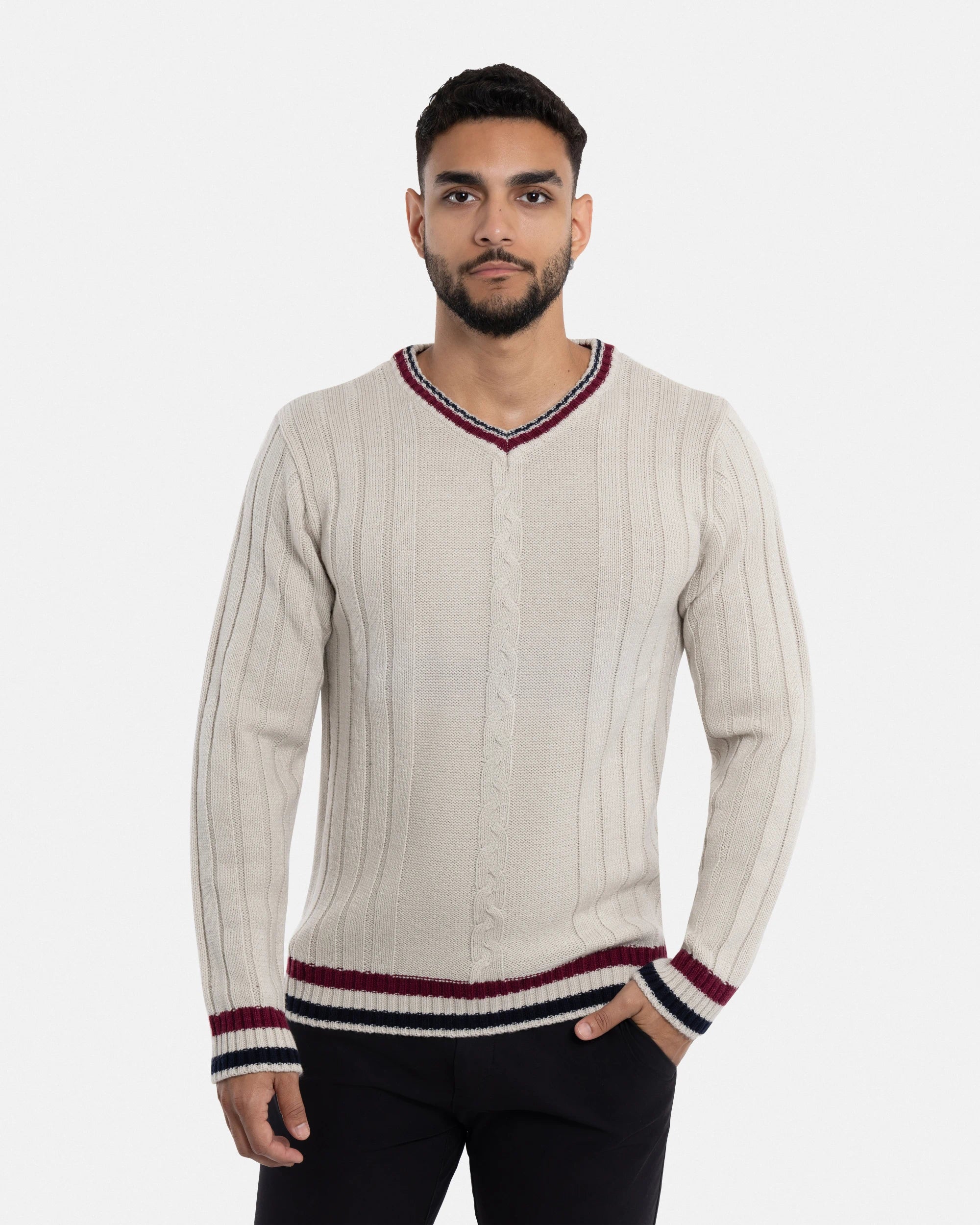 X RAY Men's Cable Knit Middleweight Soft Tipped V-Neck Sweater Regular and Big & Tall